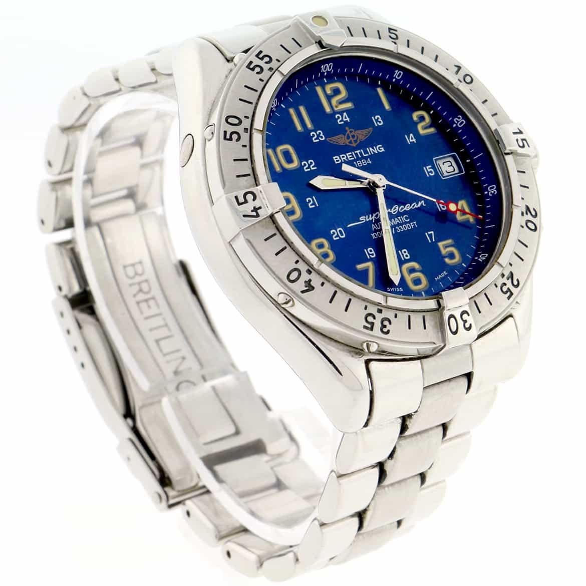 Breitling SuperOcean Blue Arabic Dial Automatic Stainless Steel Men's Watch For Sale 1