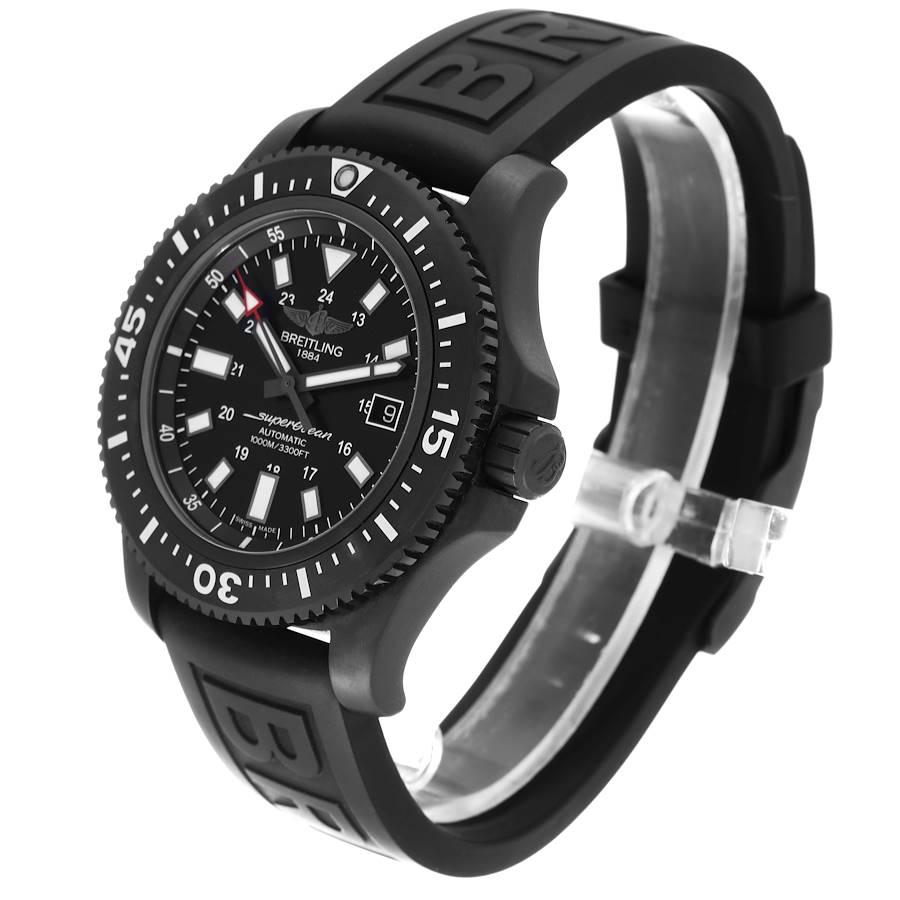 Breitling Superocean schwarzes Zifferblatt Blacksteel Herrenuhr M17393 Box Karte im Angebot 1