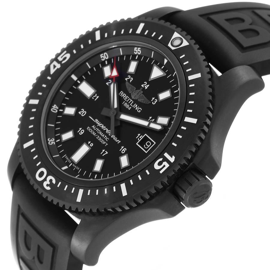 Breitling Superocean schwarzes Zifferblatt Blacksteel Herrenuhr M17393 Box Karte im Angebot 2
