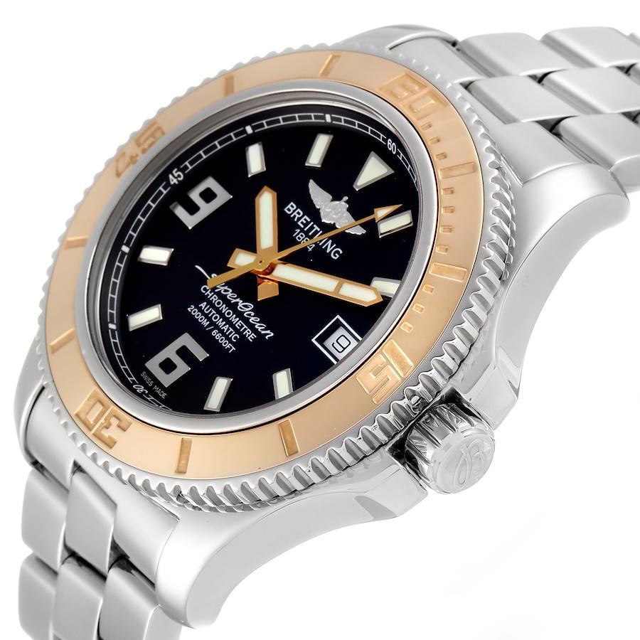 Men's Breitling Superocean 44 Steel Rose Gold Black Dial Mens Watch C17391 For Sale
