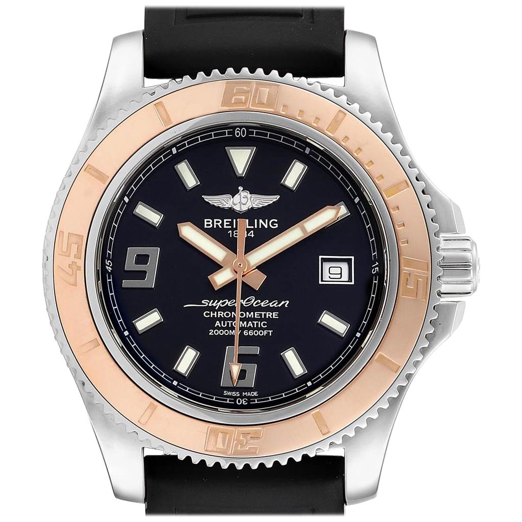 Breitling Superocean 44 Steel Rose Gold Men’s Watch C17391 Box Papers For Sale
