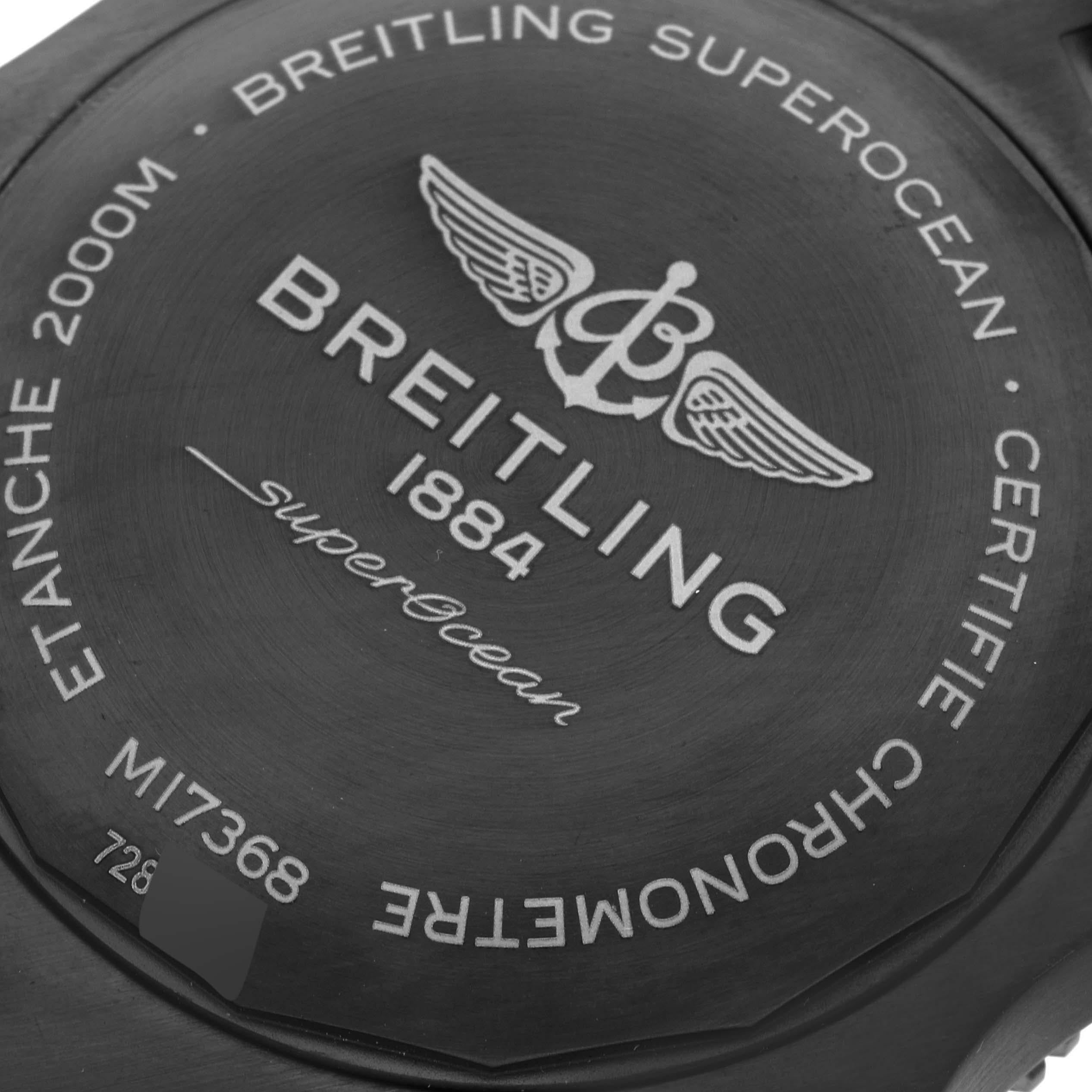 Breitling Superocean 46 Black Dial DLC Steel Mens Watch M17368 Box Card For Sale 3