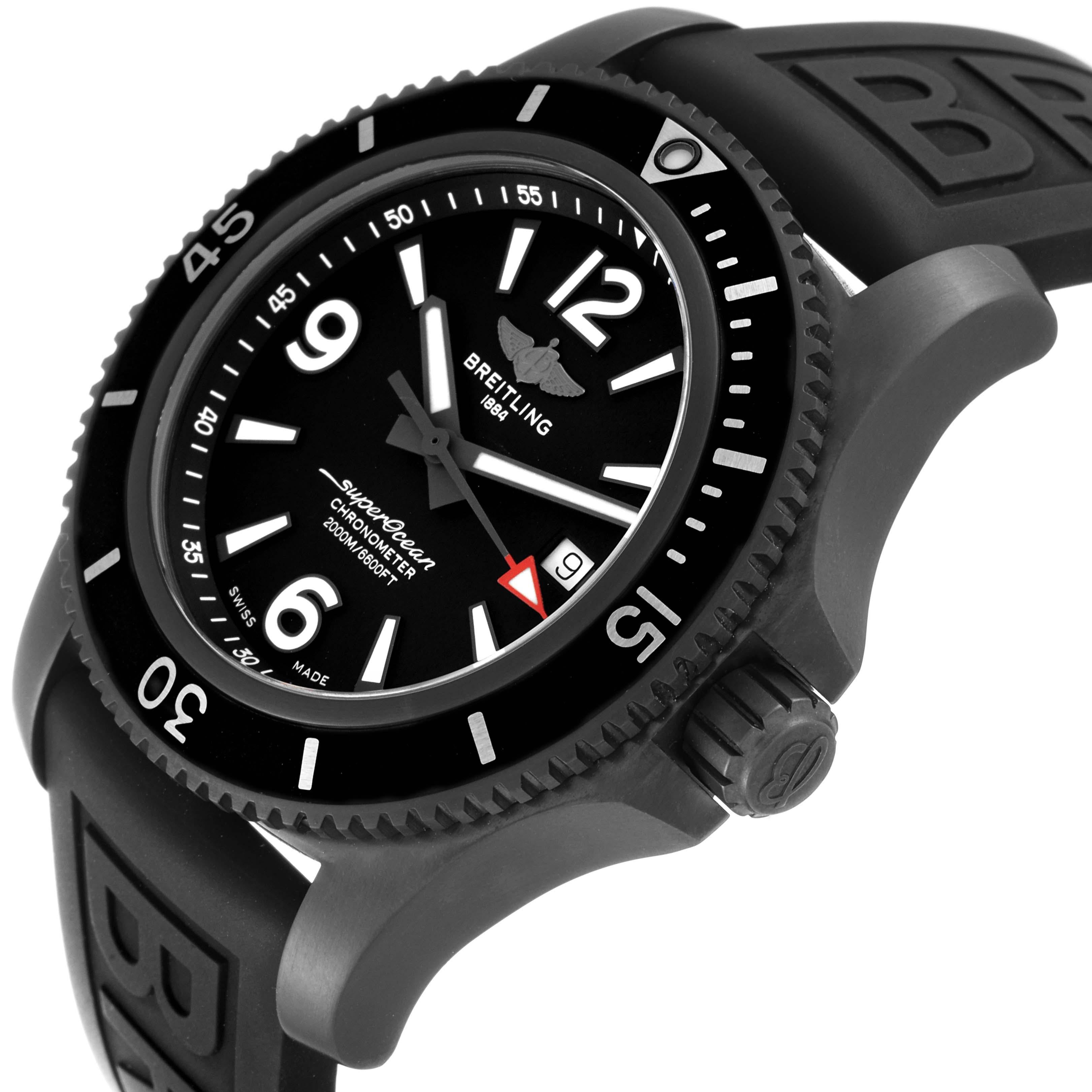 Men's Breitling Superocean 46 Black Dial DLC Steel Mens Watch M17368 Unworn For Sale