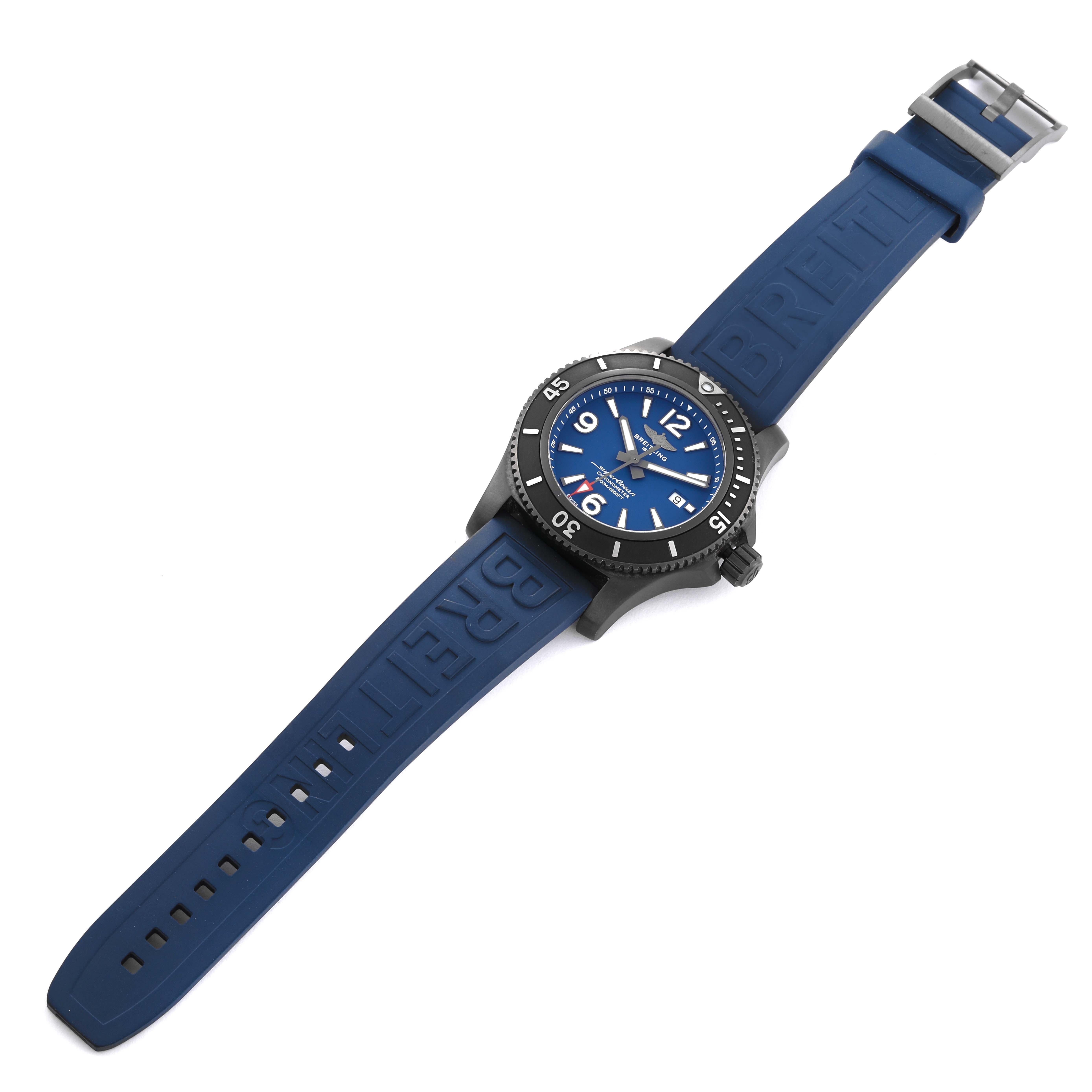 Breitling Superocean 46 blau Zifferblatt DLC Stahl Herrenuhr M17368 Box Karte 6