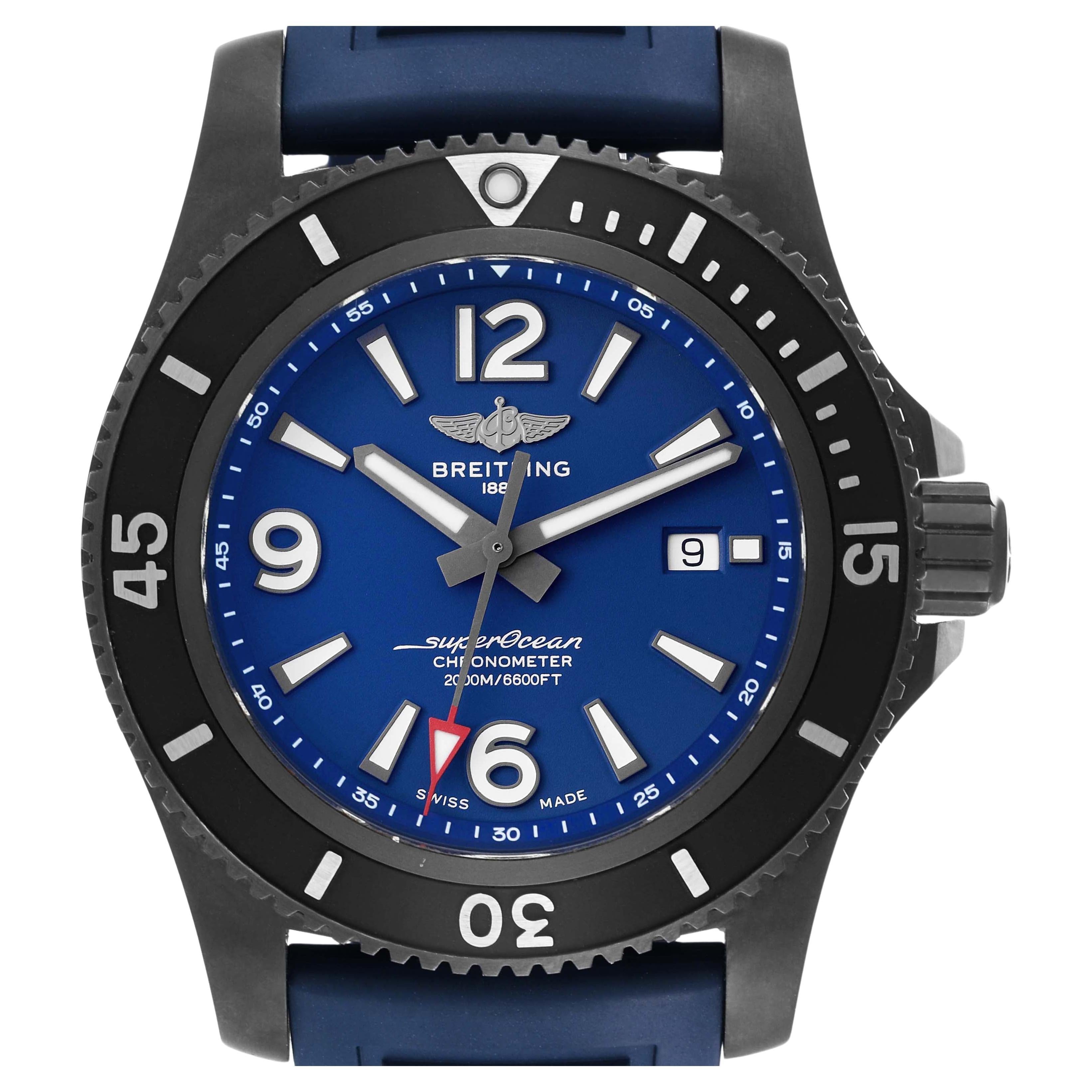 Breitling Superocean 46 blau Zifferblatt DLC Stahl Herrenuhr M17368 Box Karte