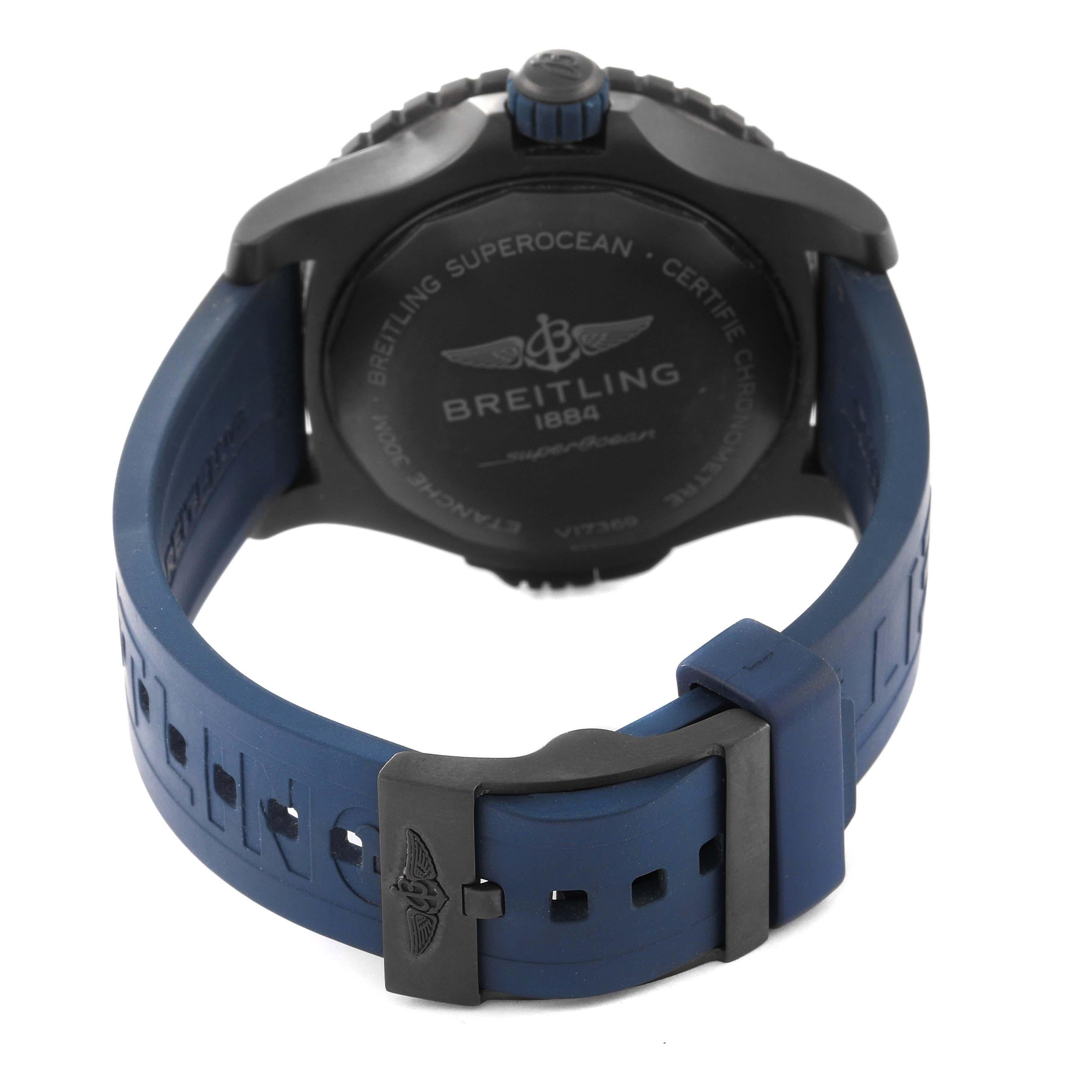 Breitling Superocean 48 Blue Dial Titanium Mens Watch V17369 Box Card For Sale 1