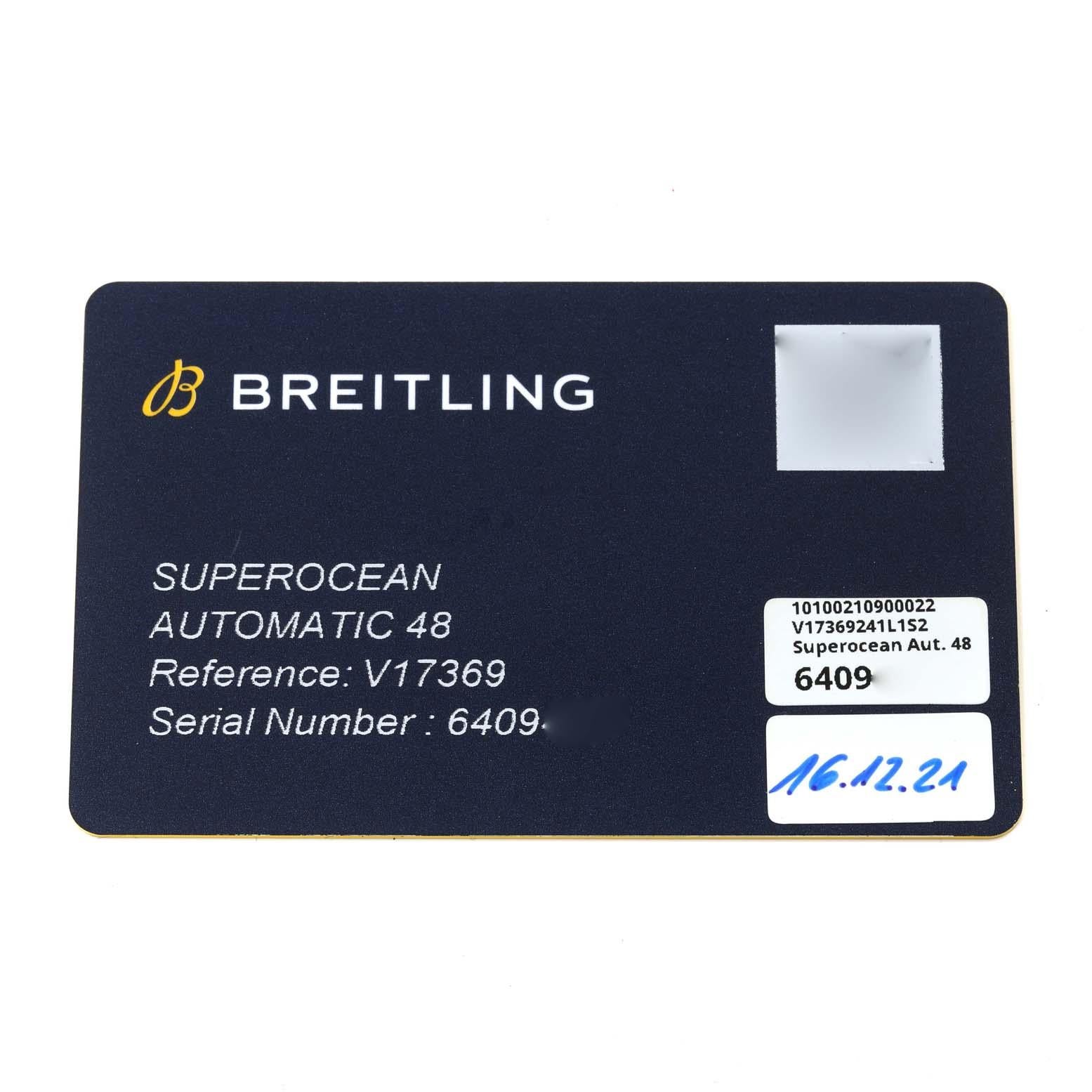 Breitling Superocean 48 Green Dial Titanium Mens Watch V17369 Box Card For Sale 2