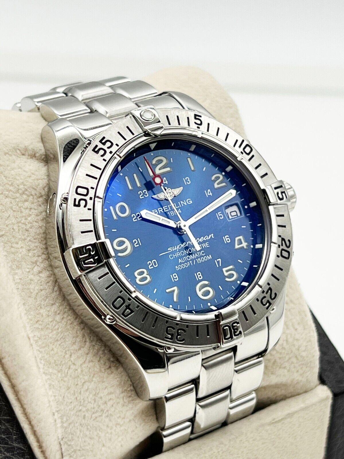 Breitling Superocean A17360 Blaues Zifferblatt Edelstahl-Kastenpapier 2