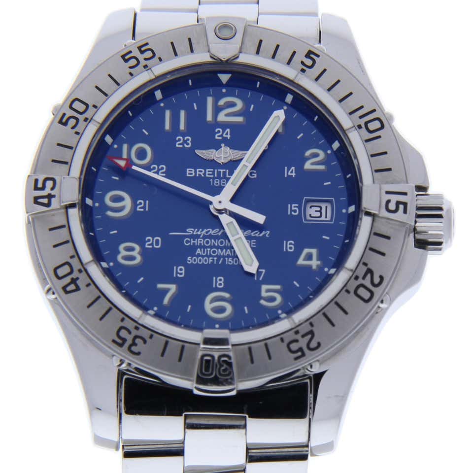 Breitling Superocean A17360 with Band, Stainless-Steel Bezel and Blue ...