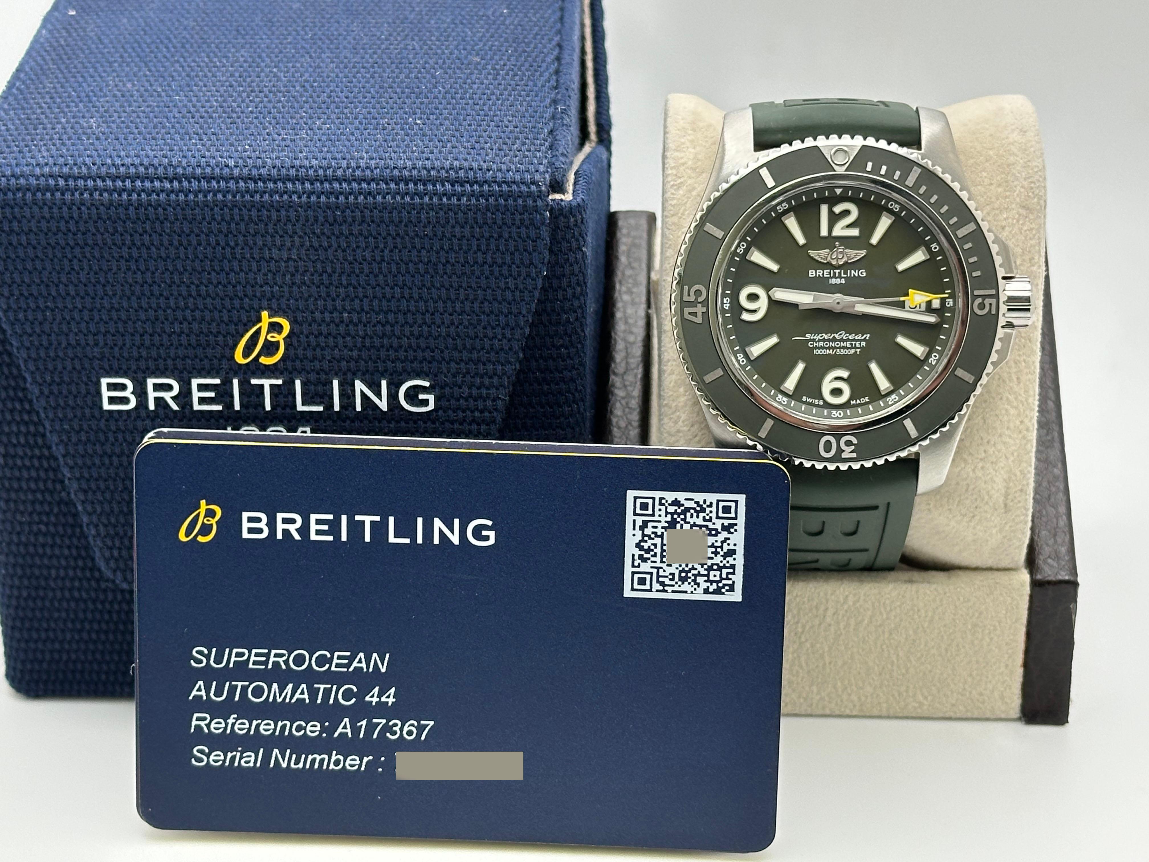 Breitling Superocean Automatic 44 A17367 Green Dial Stainless Steel Box Paper For Sale 5
