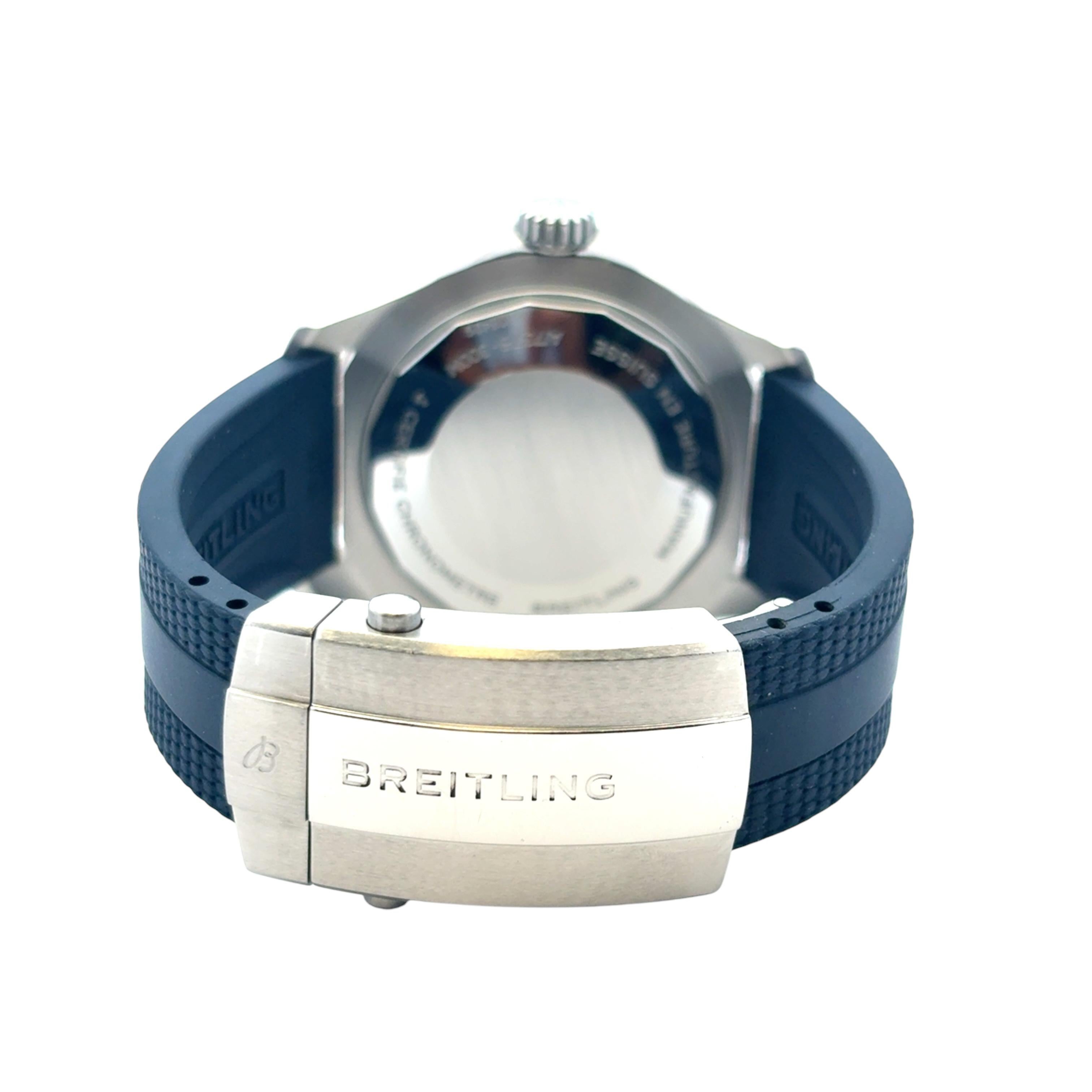 Breitling SuperOcean Automático 44 A17376 con correa azul, papeles y caja de viaje en venta 15