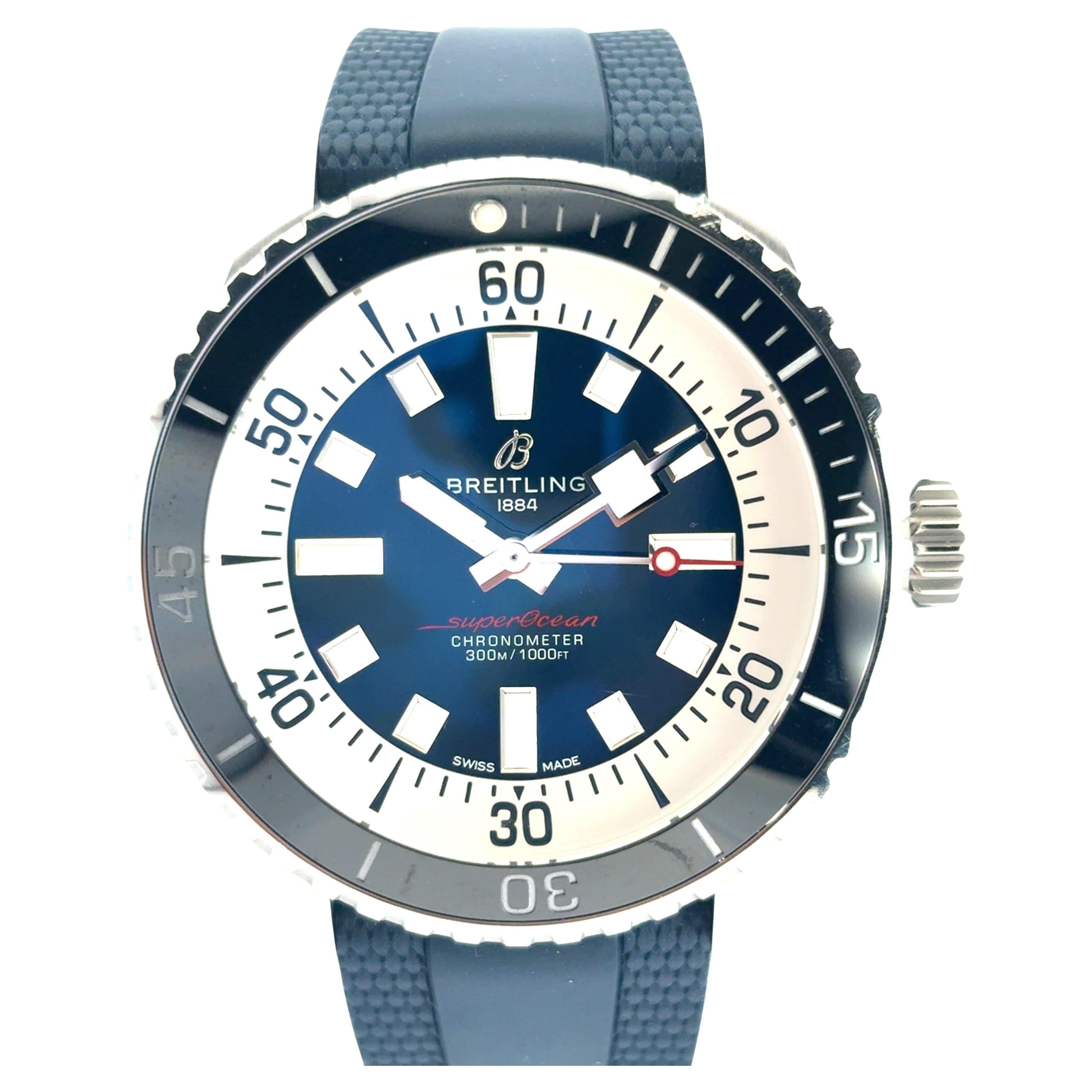 Breitling SuperOcean Automatic 44 A17376 on Blue Strap with Papers & Travel Box