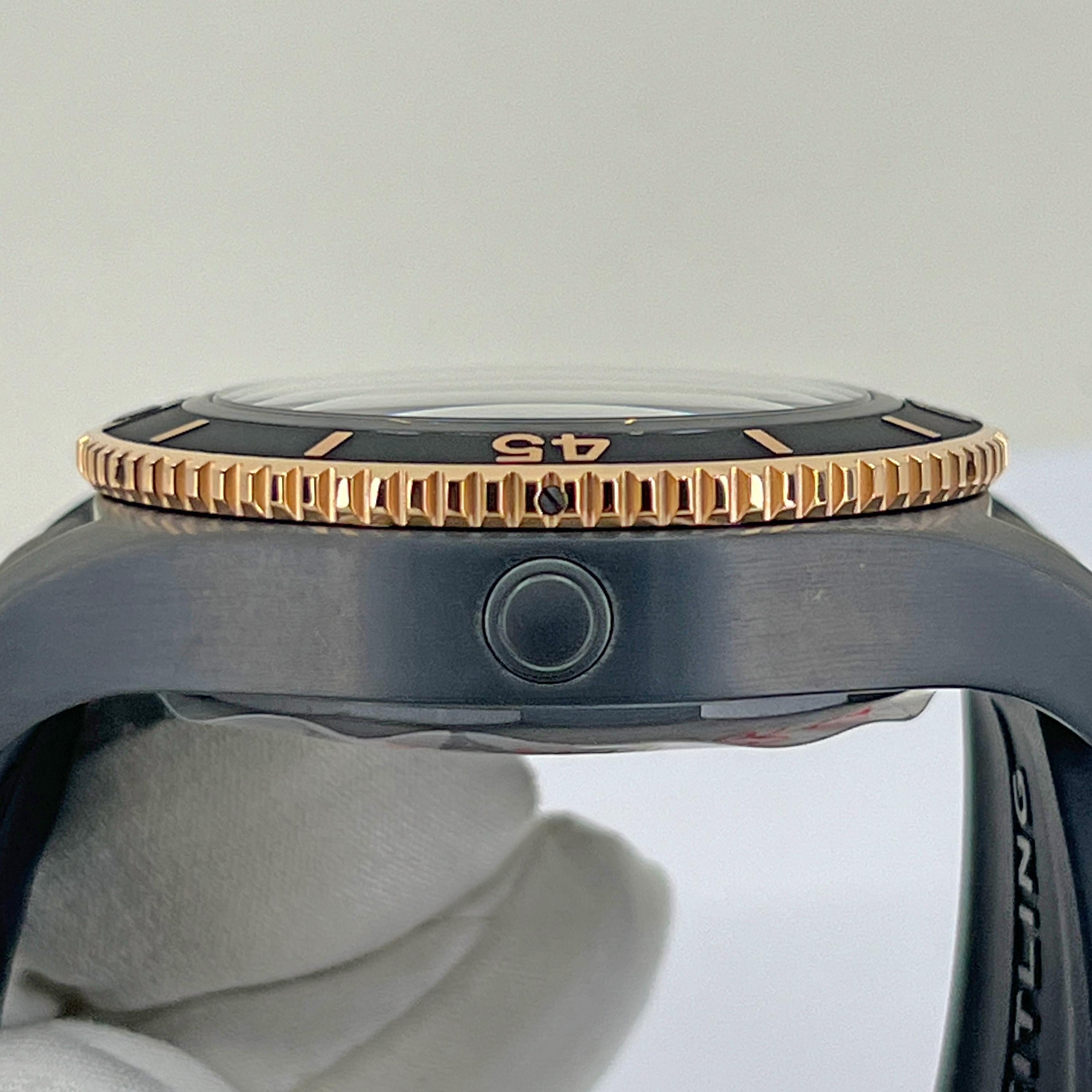 Breitling SUPEROCEAN AUTOMATIC 46 Black Steel, Black Dial Unworn Watch Complete For Sale 3
