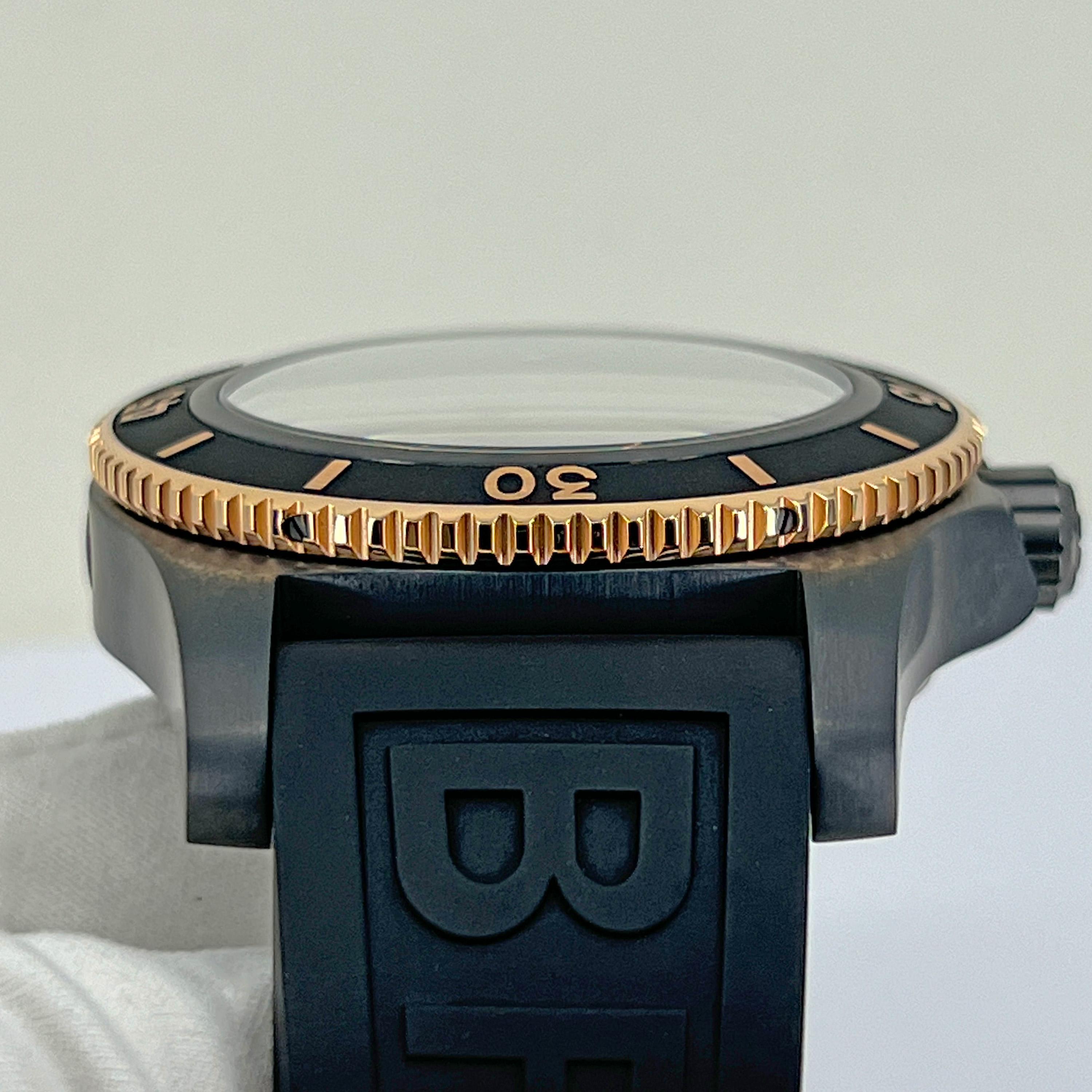 Breitling SUPEROCEAN AUTOMATIC 46 Black Steel, Black Dial Unworn Watch Complete For Sale 4