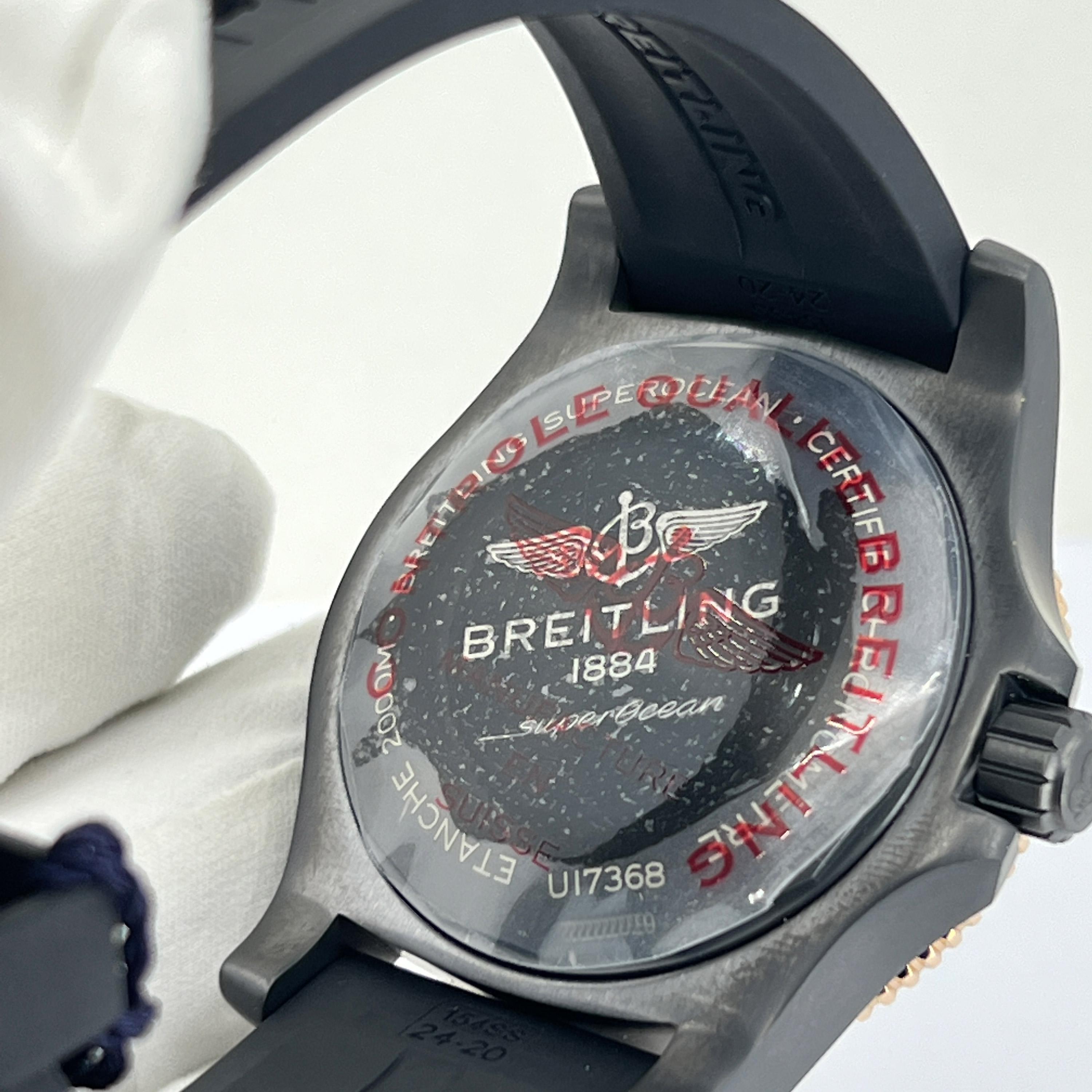 Breitling SUPEROCEAN AUTOMATIC 46 Black Steel, Black Dial Unworn Watch Complete For Sale 7