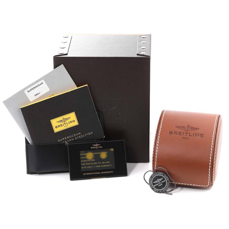 Breitling SuperOcean Blue Dial Chronograph II Herrenuhr A13341 Box Card im Angebot 8