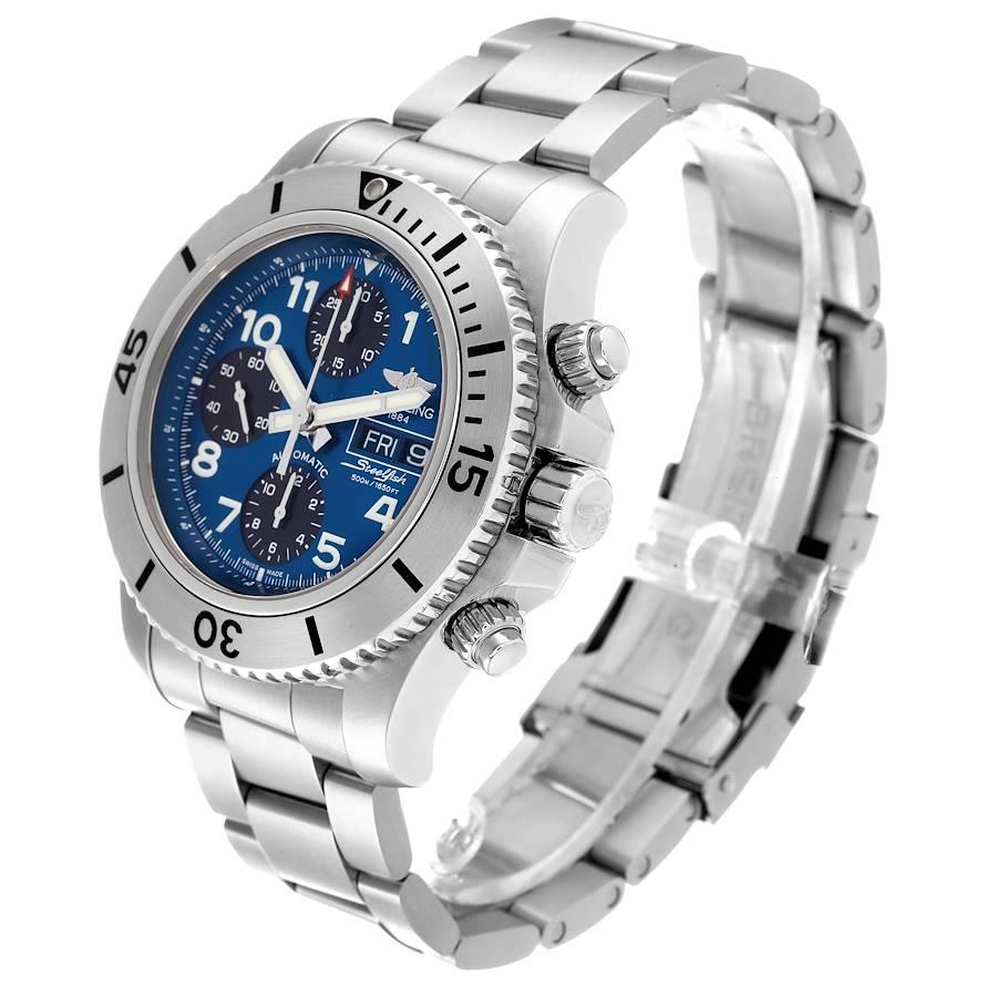 Breitling SuperOcean Blue Dial Chronograph II Herrenuhr A13341 Box Card im Angebot 1