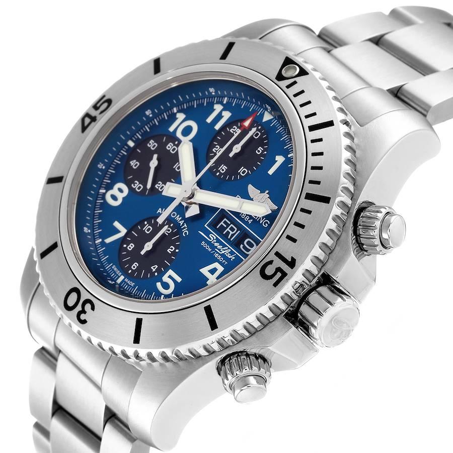 Breitling SuperOcean Blue Dial Chronograph II Herrenuhr A13341 Box Card im Angebot 2