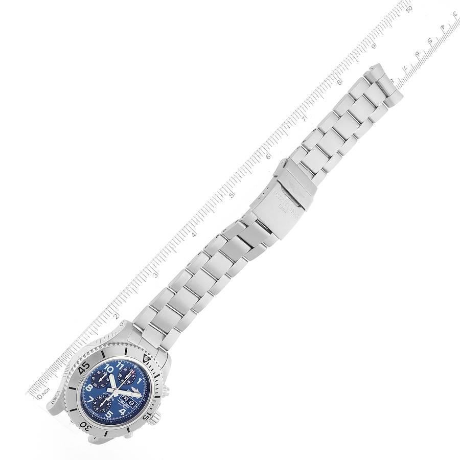 Breitling SuperOcean Blue Dial Chronograph II Herrenuhr A13341 Box Card im Angebot 6