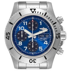 Breitling SuperOcean Blue Dial Chronograph II Herrenuhr A13341 Box Card