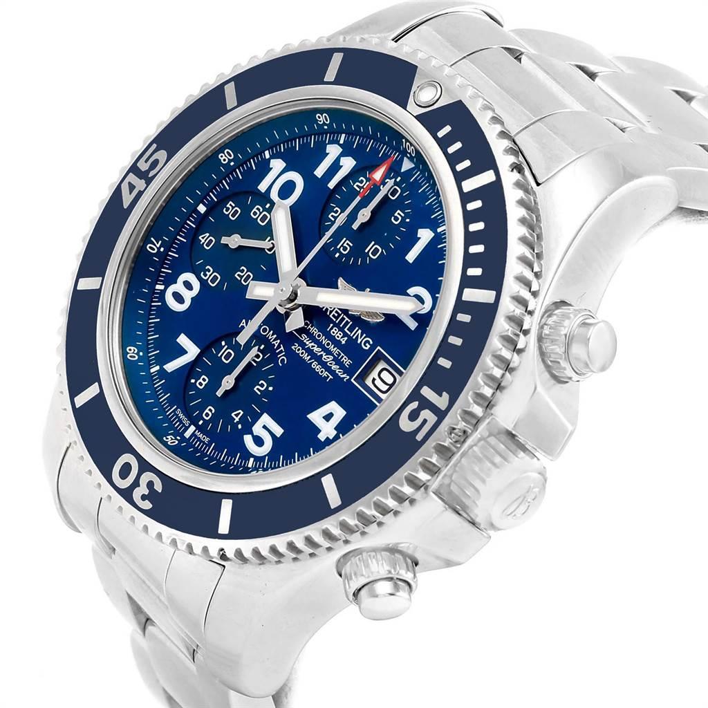 Breitling Superocean Chronograph 42 Blue Dial Men's Watch A13311 In Good Condition In Atlanta, GA