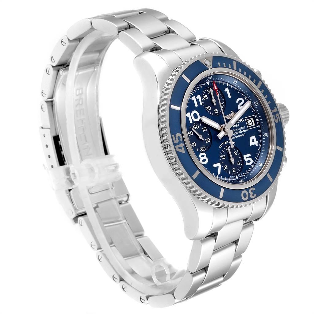 Breitling Superocean Chronograph Blue Dial Men's Watch A13311 Box Papers In Excellent Condition In Atlanta, GA