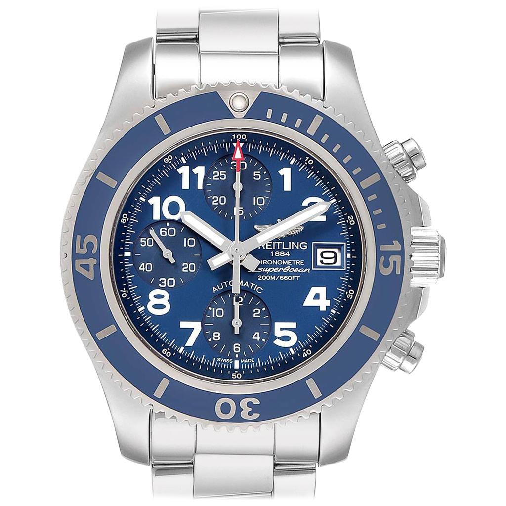 Breitling Superocean Chronograph Blue Dial Men's Watch A13311 Box Papers