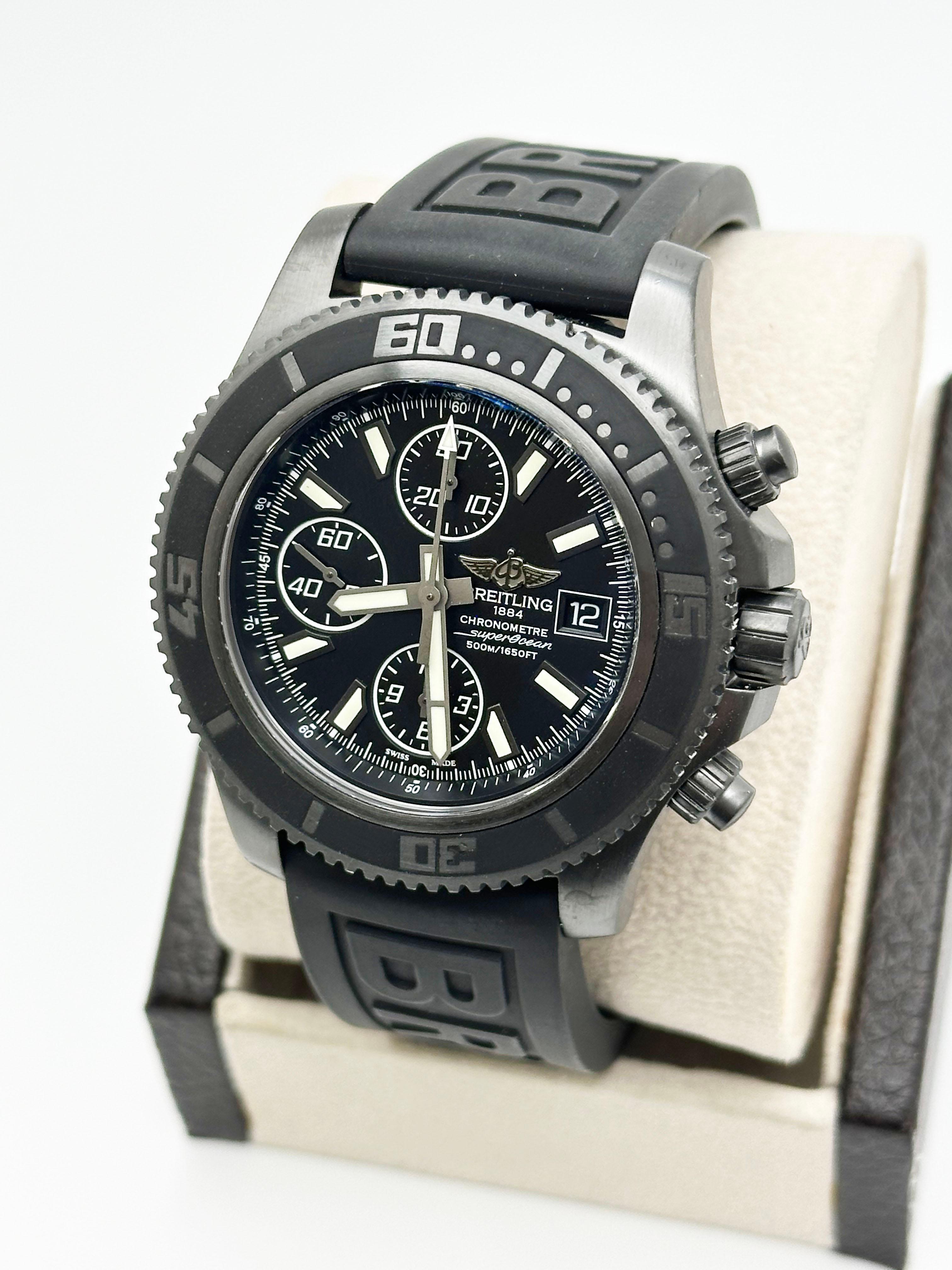 Breitling Superocean Chronograph II M13341 44mm PVD noir Acier inoxydable Excellent état - En vente à San Diego, CA