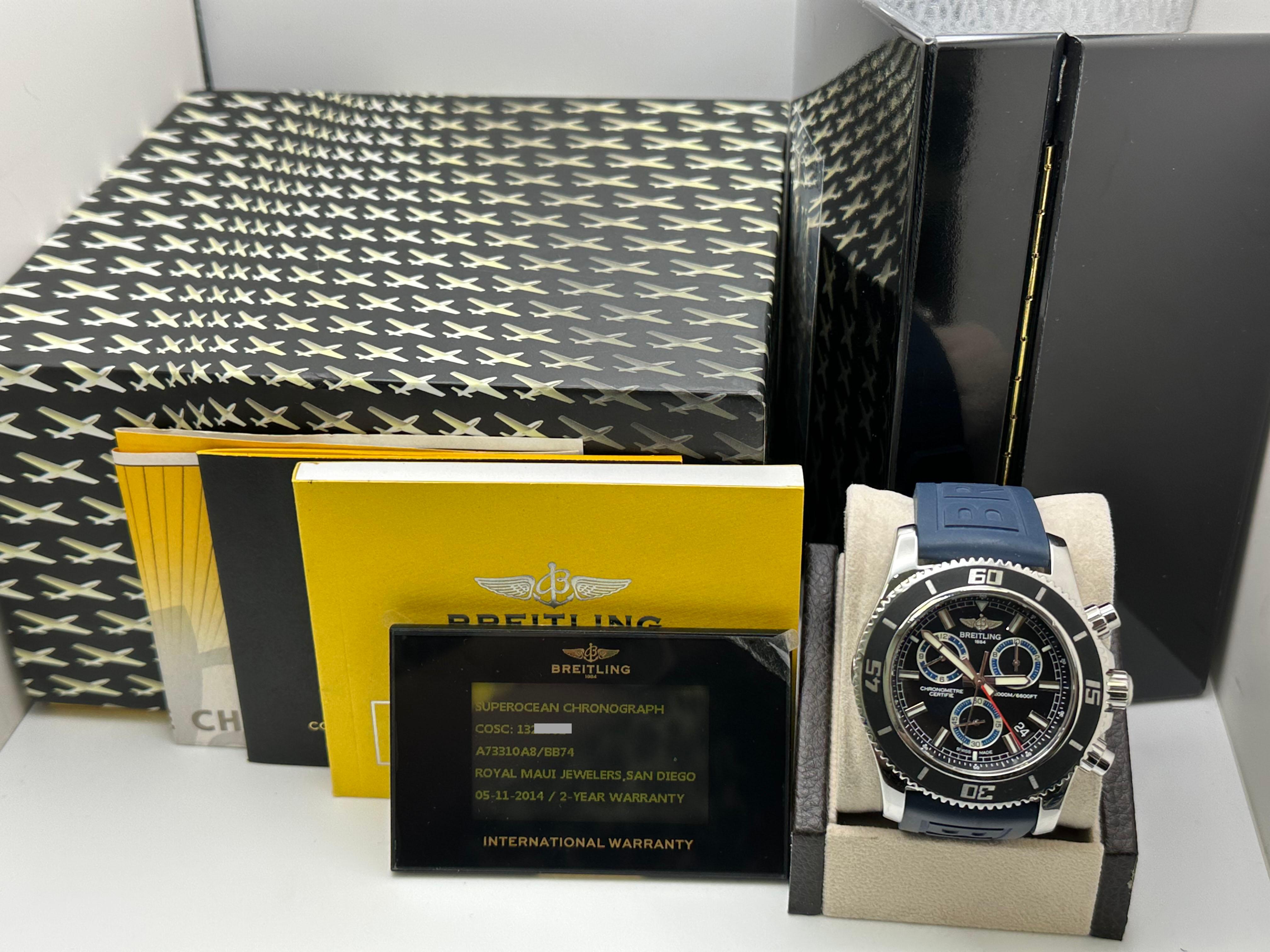 Breitling Superocean Chronograph M2000 A73310 Edelstahl Box Papier 46mm im Angebot 6