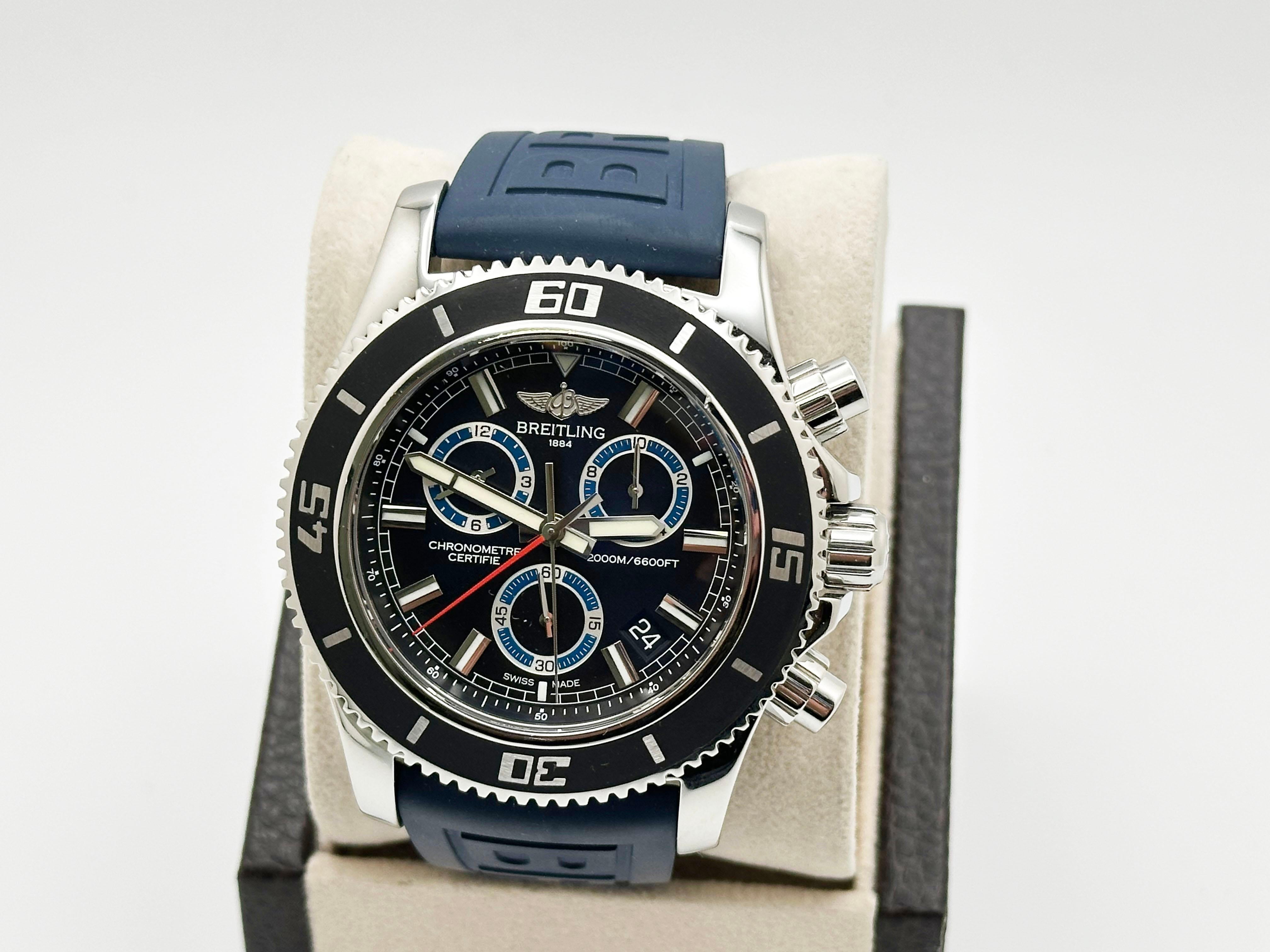 Breitling Superocean Chronograph M2000 A73310 Edelstahl Box Papier 46mm Herren im Angebot