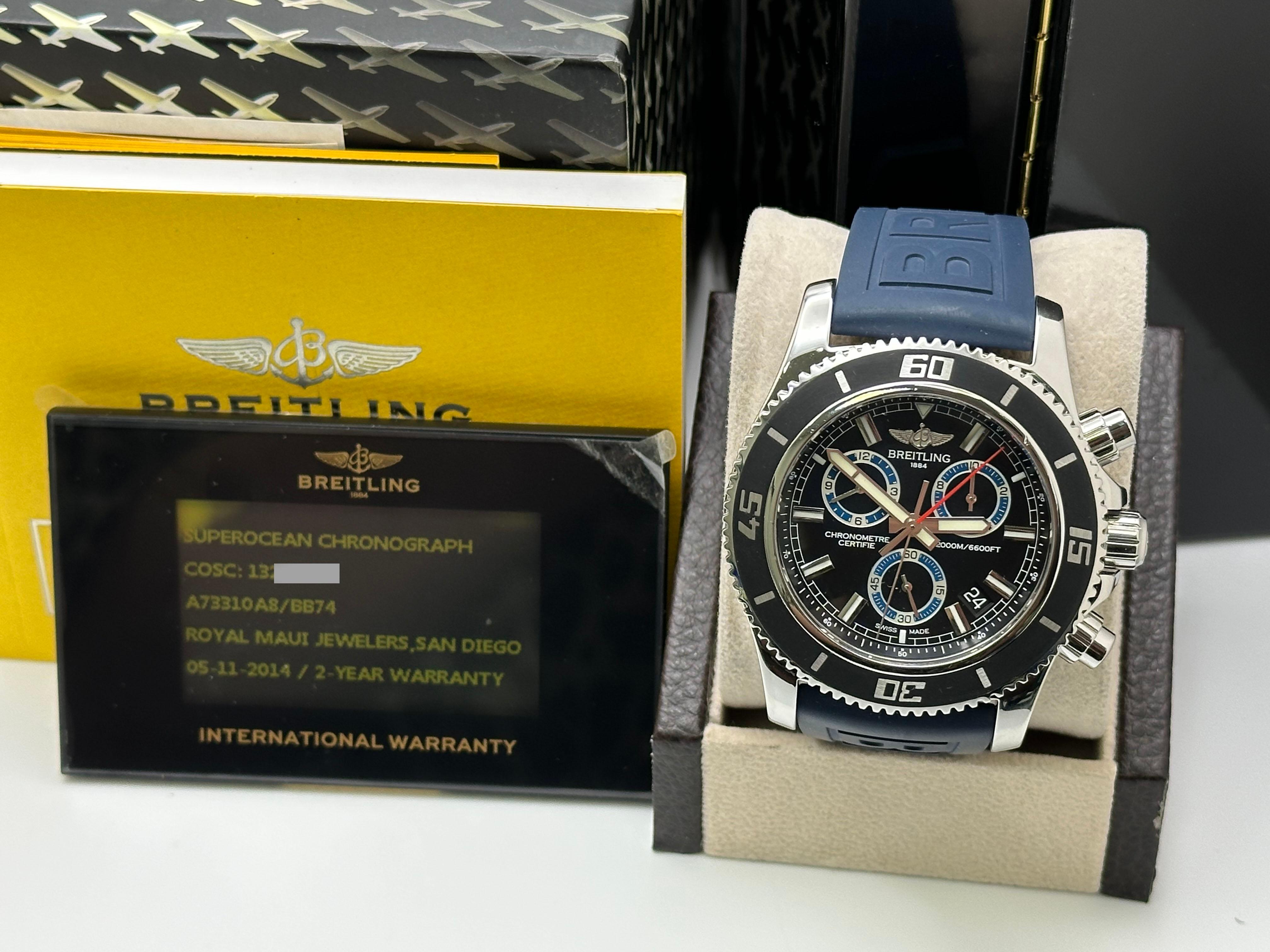 Breitling Superocean Chronograph M2000 A73310 Edelstahl Box Papier 46mm im Angebot 5