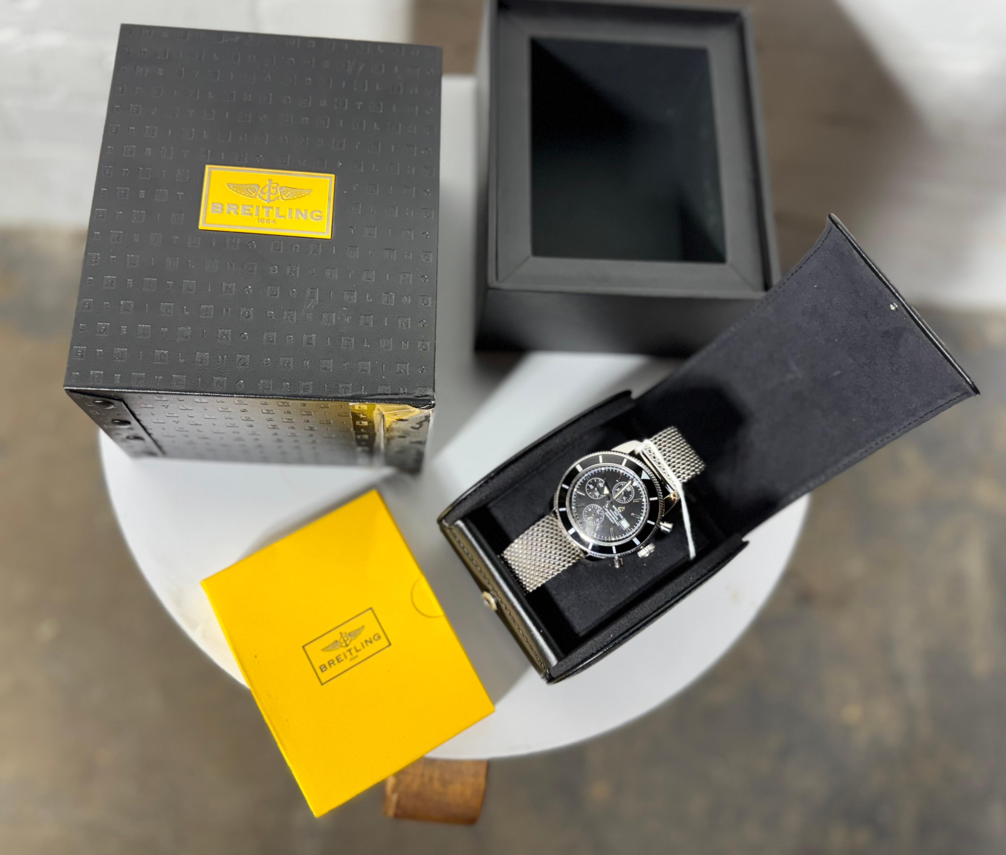 Americano Breitling Superocean Cronografo Acciaio Quadrante Nero Orologio Automatico da Uomo in vendita