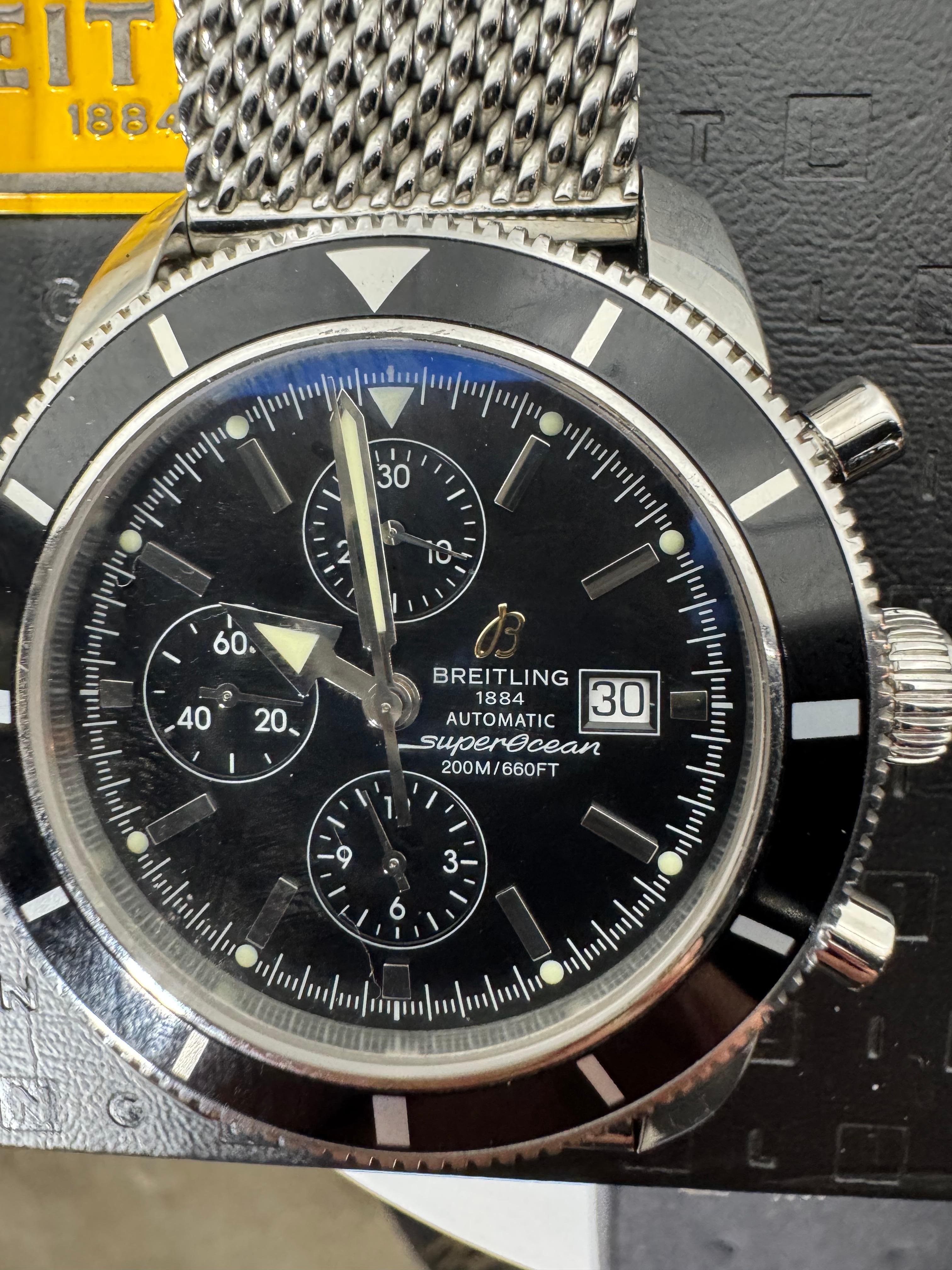 Breitling Superocean Cronografo Acciaio Quadrante Nero Orologio Automatico da Uomo in vendita 2