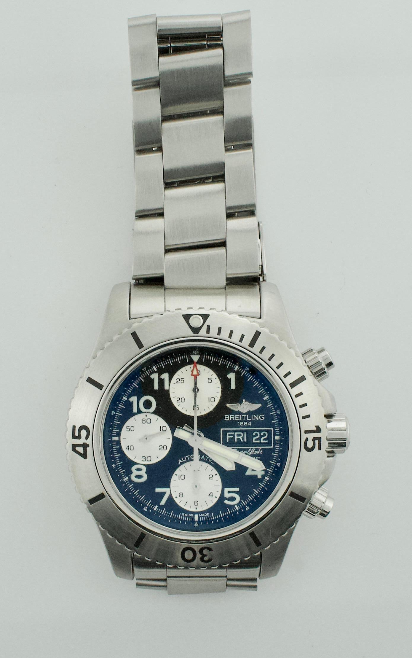 Breitling Superocean Chronograph Steelfish Auto Volcano Black In Excellent Condition For Sale In Wailea, HI