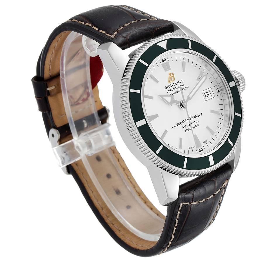 Breitling Superocean Heritage 42 Green Bezel Steel Watch A17321 Box Papers In Excellent Condition For Sale In Atlanta, GA