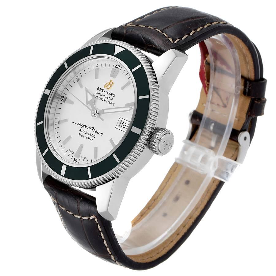 Men's Breitling Superocean Heritage 42 Green Bezel Steel Watch A17321 Box Papers For Sale