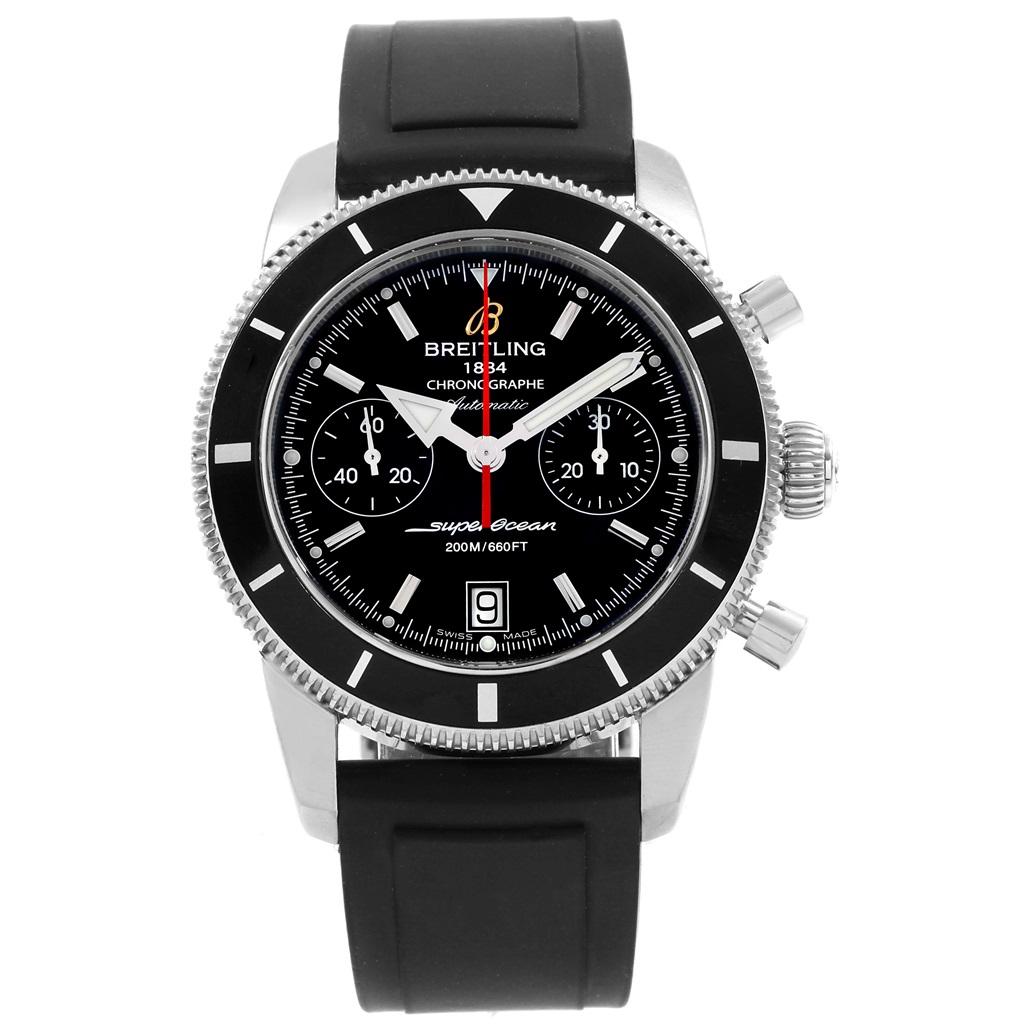 Breitling SuperOcean Heritage 44 Black Dial Rubber Strap Watch A23370 For Sale 1
