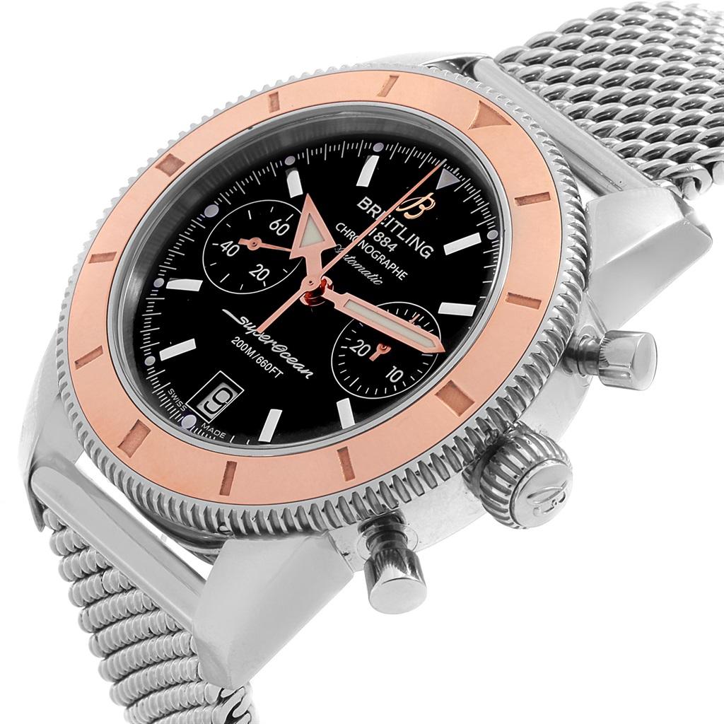 Men's Breitling SuperOcean Heritage 44 Steel Rose Gold Watch U23370 Box Papers