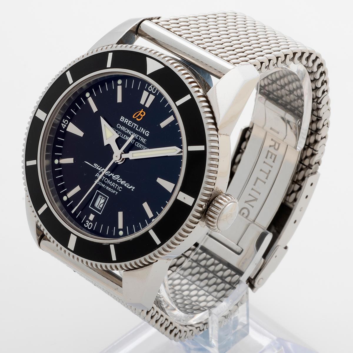 Breitling Superocean Heritage 46 Wristwatch A17320. Stainless Steel, Mesh, 2011  In Excellent Condition For Sale In Canterbury, GB