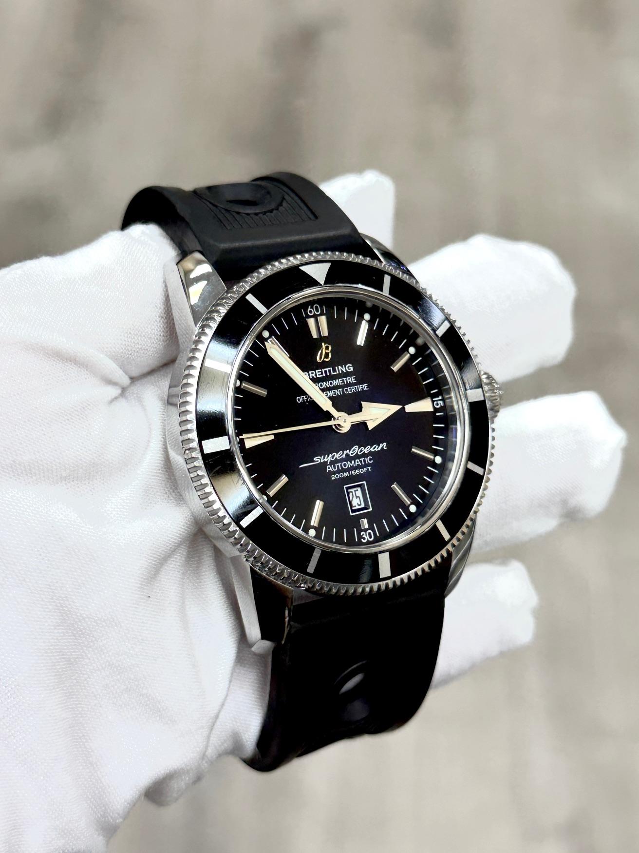 De los hombres Breitling Superocean Heritage A17320 46mm Esfera Negra Papeles Acero Inoxidable en venta