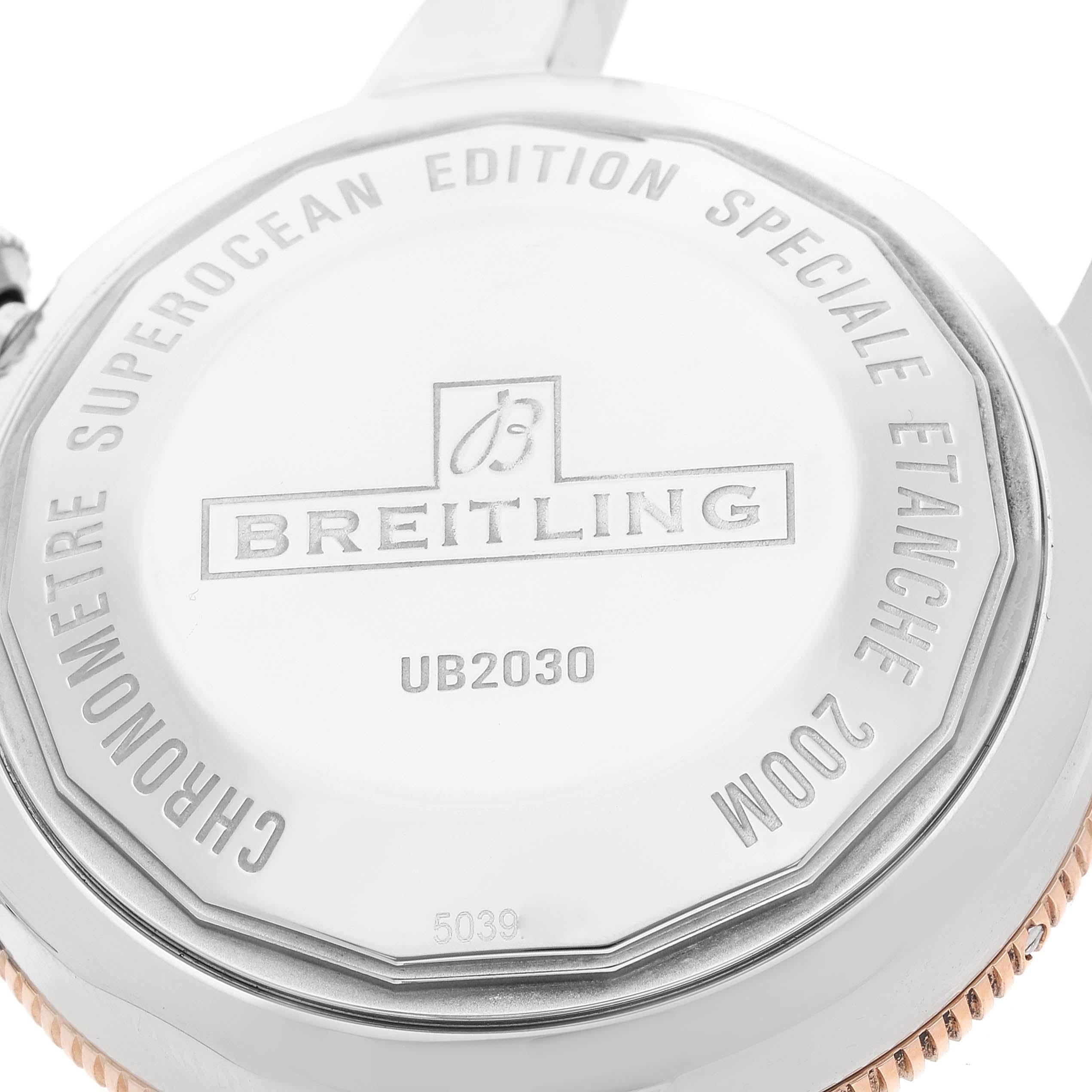 Breitling Superocean Heritage B20 Steel Rose Gold Mens Watch UB2030 Box Card For Sale 2