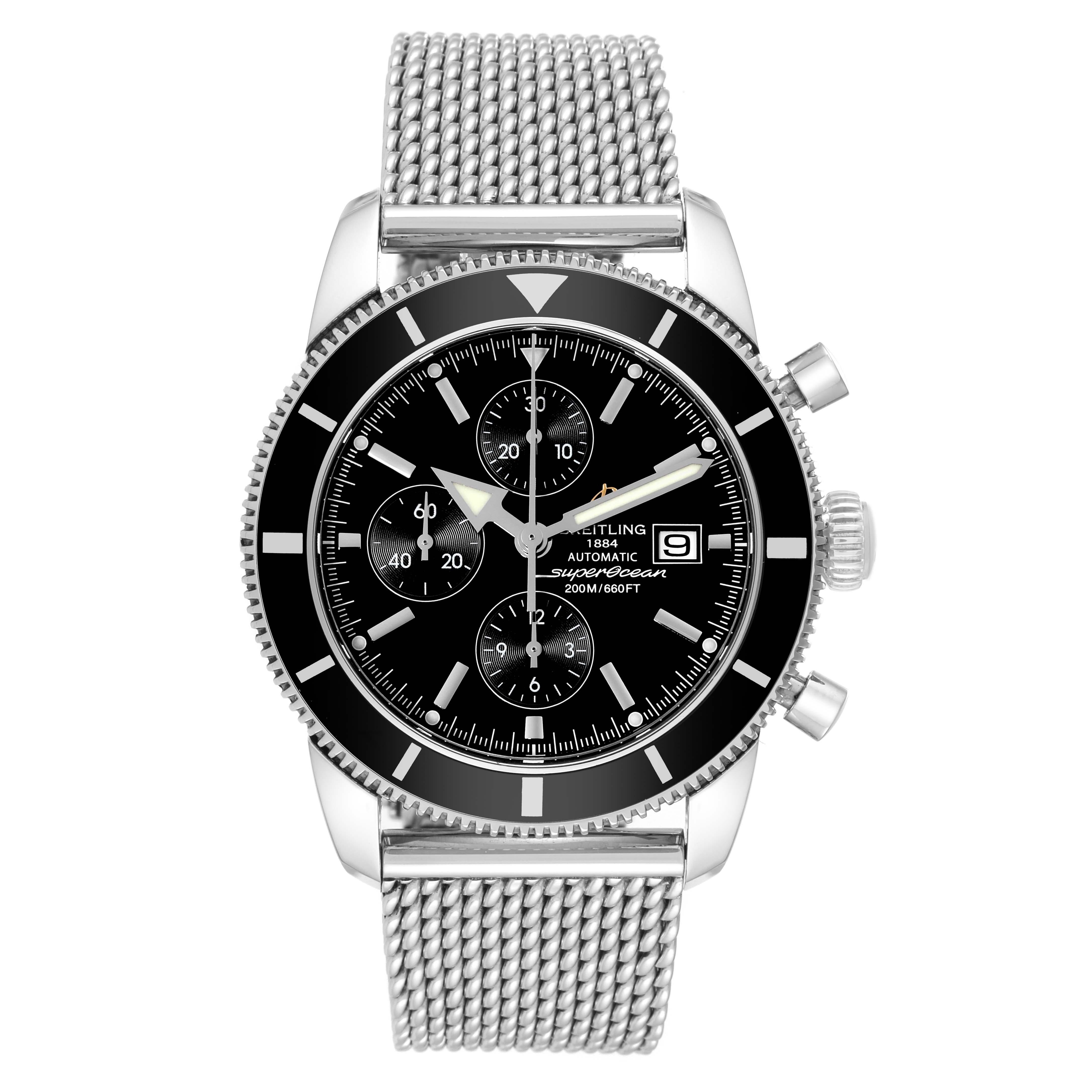 Breitling SuperOcean Heritage Chrono 46 Steel Mens Watch A13320 Box Papers In Good Condition For Sale In Atlanta, GA