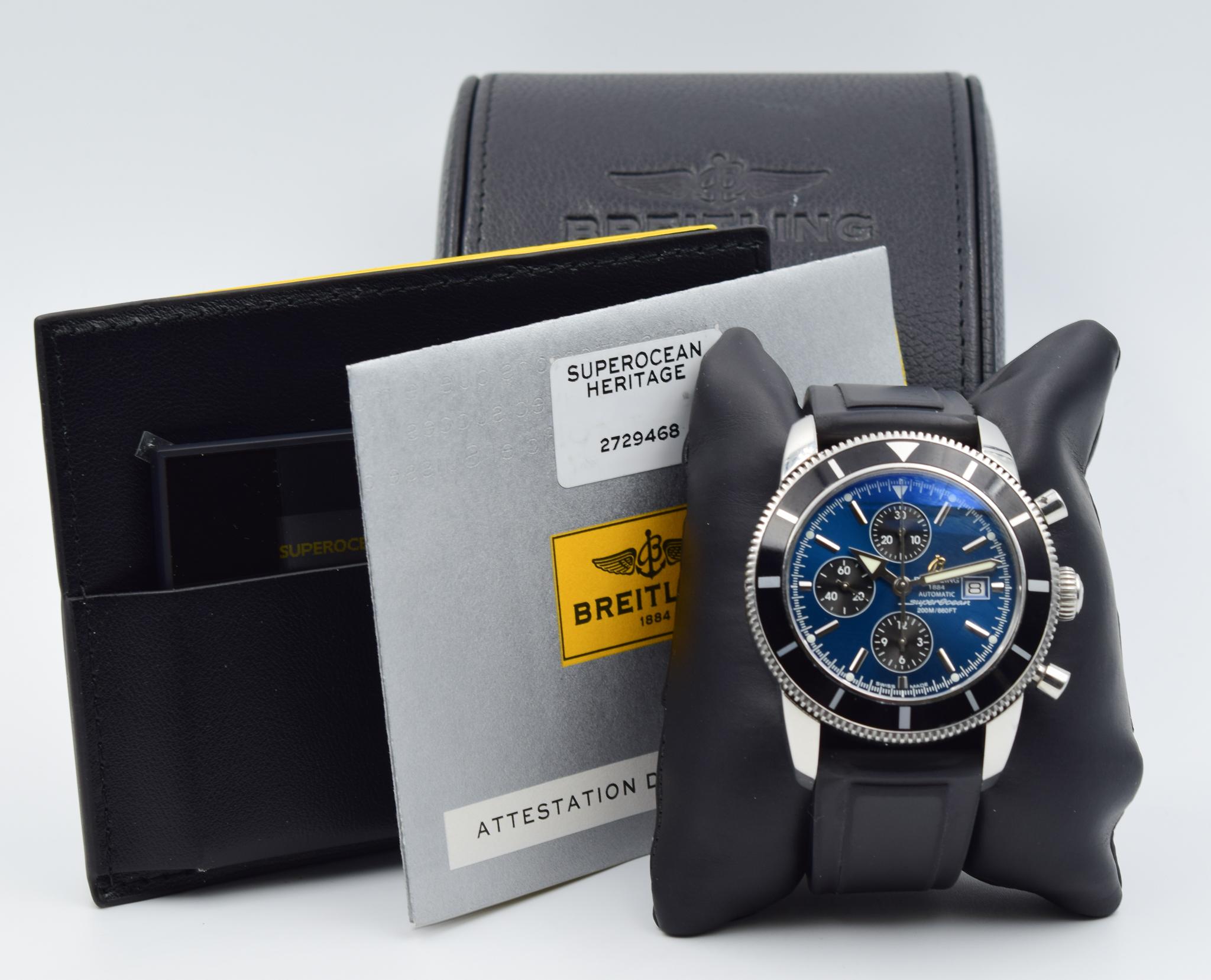 Men's Breitling Superocean Heritage Chronograph A13320 Black Eye Blue