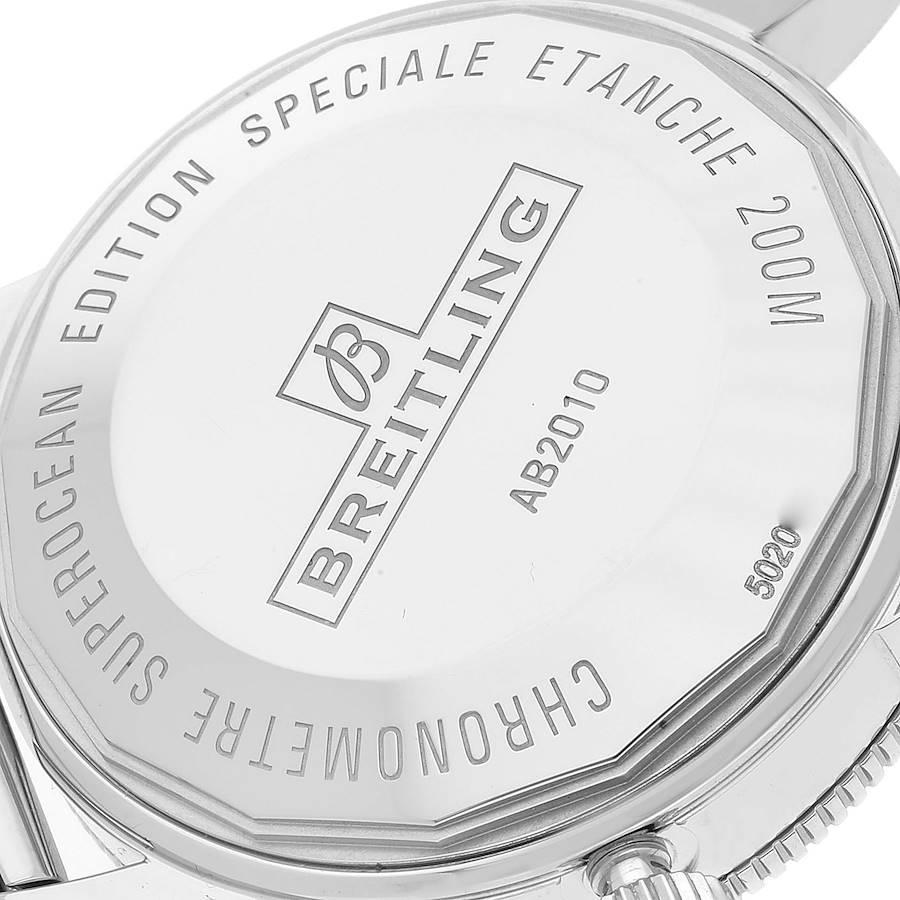 Men's Breitling Superocean Heritage II 42 Blue Dial Steel Watch AB2010 Box Card For Sale