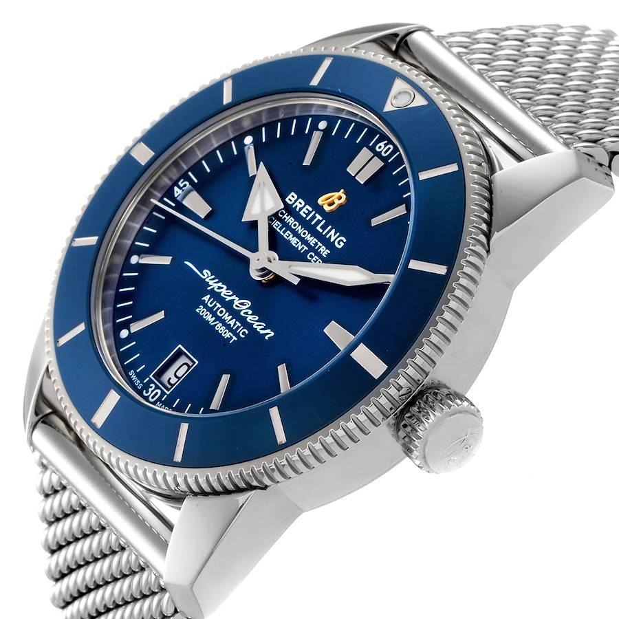 Men's Breitling Superocean Heritage II 42 Blue Dial Steel Watch AB2010 Box Papers For Sale