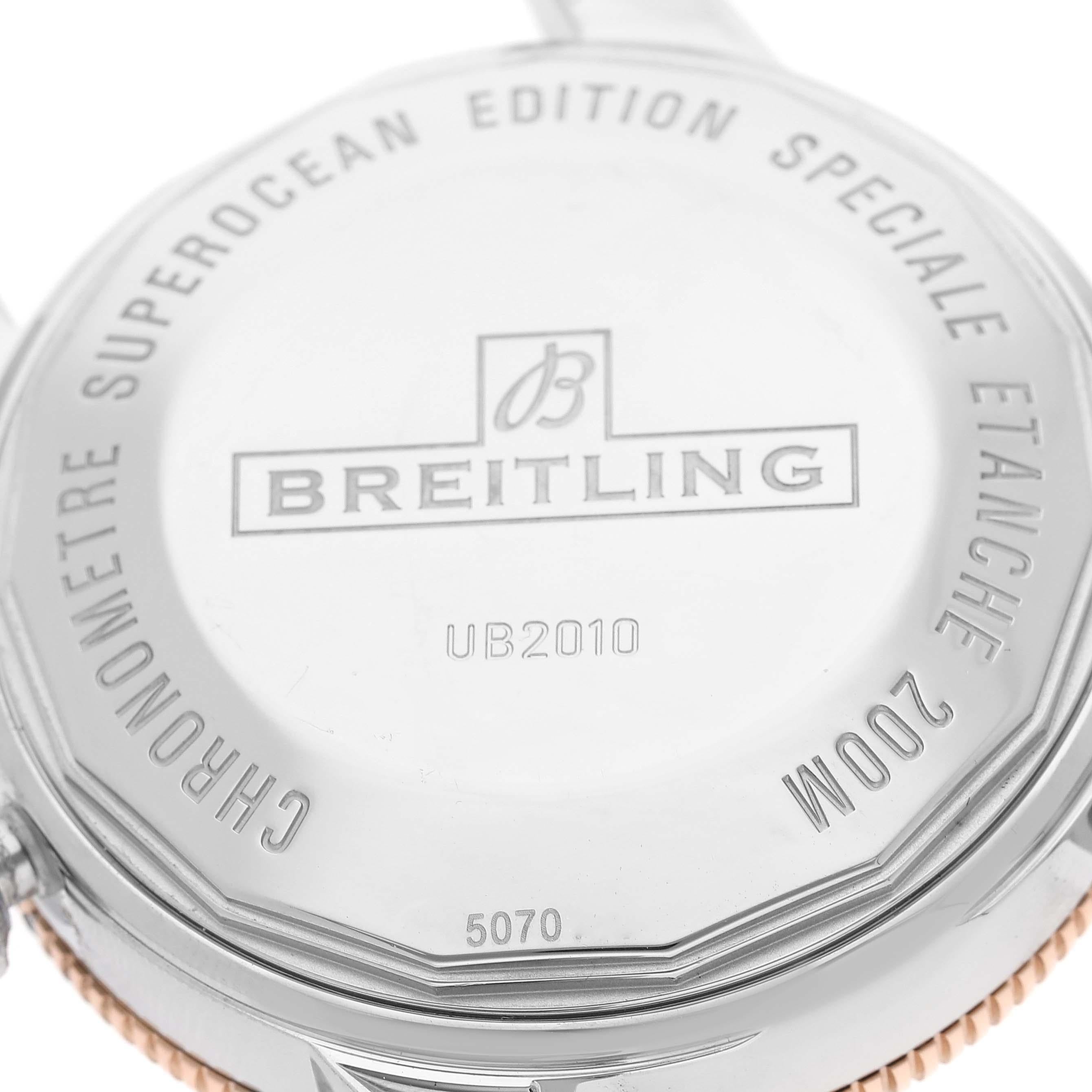 Men's Breitling Superocean Heritage II 42 Steel Rose Gold Mens Watch UB2010 Box Card For Sale