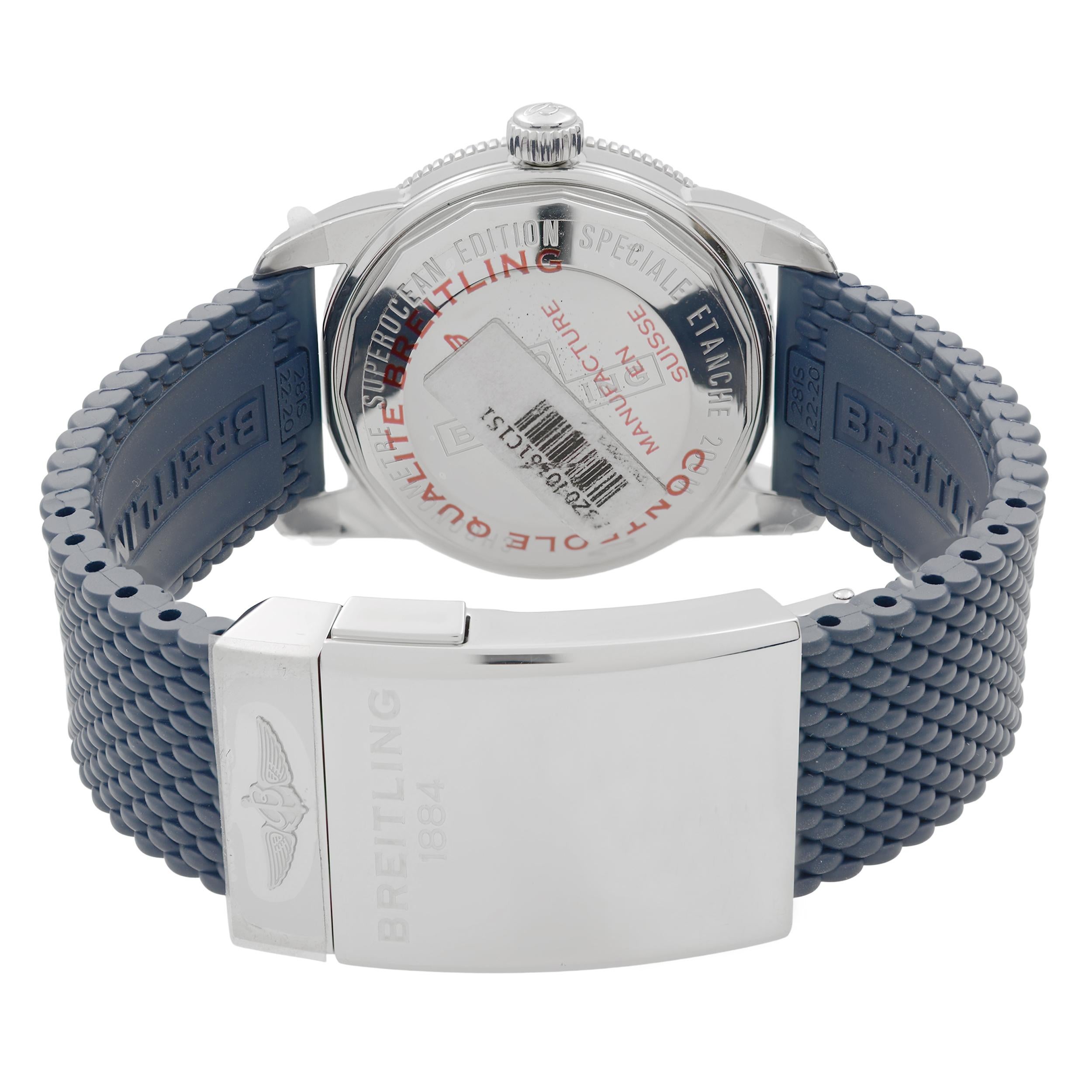Breitling Superocean Heritage II Stahlblaue Herrenuhr mit blauem Zifferblatt AB2010161C1S1 im Zustand „Neu“ in New York, NY