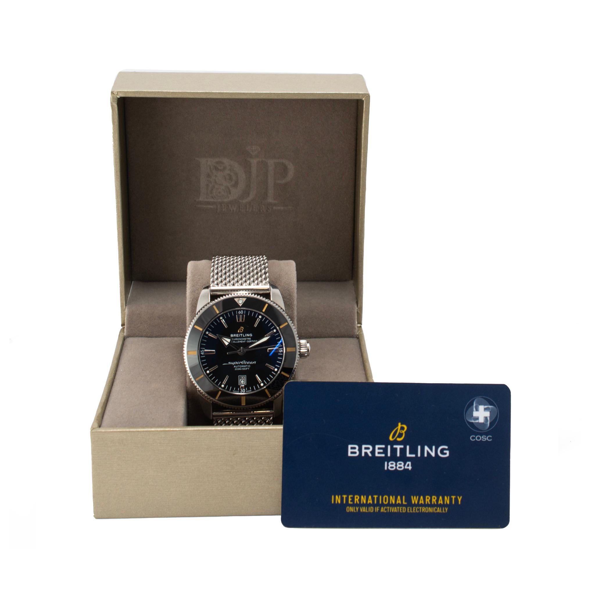 Montre Breitling Superocean Heritage II 46MM AB2020 Céramique Noir Automatique Acier en vente 5