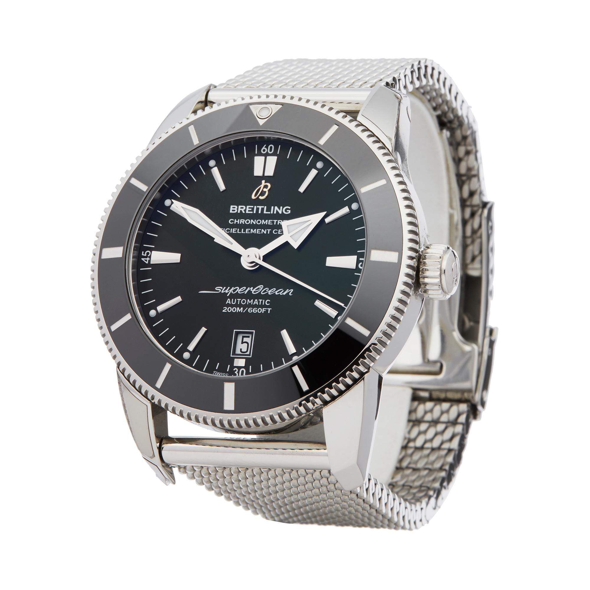 Ref: W6137
Manufacturer: Breitling
Model: Superocean
Model Ref: AB2020121B1A1
Age: 24th November 2018
Gender: Mens
Complete With: Box, Manuals, Guarantee, Cosc Certificate & Swing Tag
Dial: Black Baton
Glass: Sapphire Crystal
Movement: