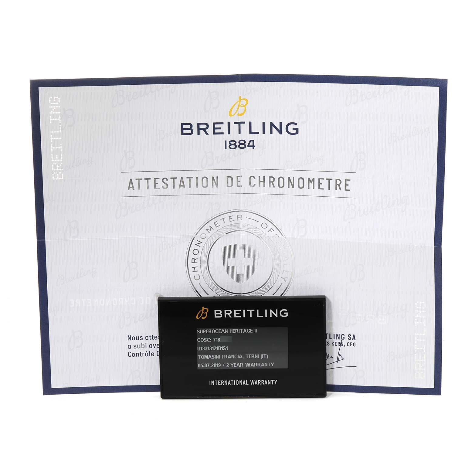 Breitling Superocean Heritage II Montre en acier et or rose U13313 Carte de boîte en vente 5